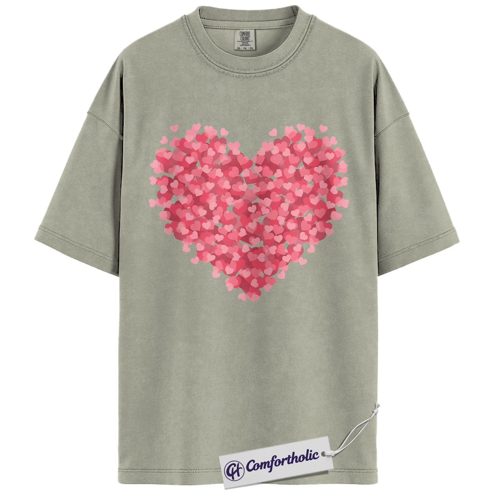 Valentine Heart Shirt, Pink Love Hearts Graphic Tee, Cute Valentine T-Shirt, Valentine Gift for Her, Comfort Colors Shirt - Image 7