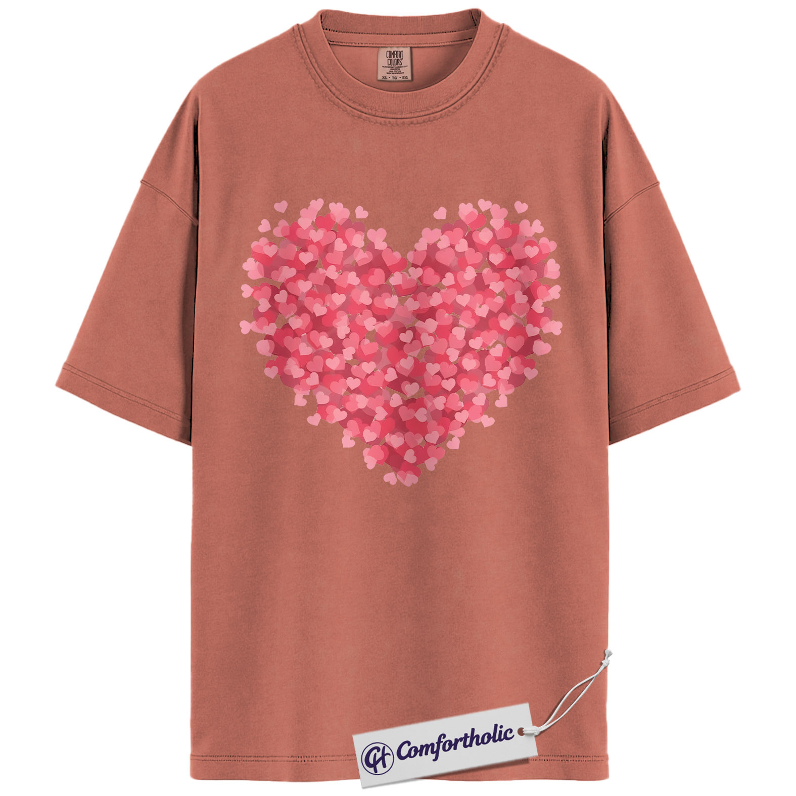 Valentine Heart Shirt, Pink Love Hearts Graphic Tee, Cute Valentine T-Shirt, Valentine Gift for Her, Comfort Colors Shirt - Image 8