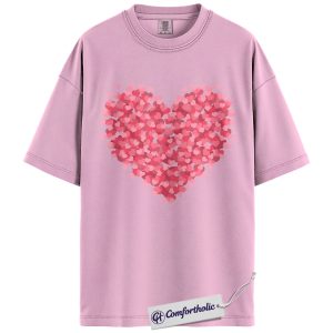 Valentine Heart Shirt, Pink Love Hearts Graphic Tee, Cute Valentine T-Shirt, Valentine Gift for Her, Comfort Colors Shirt