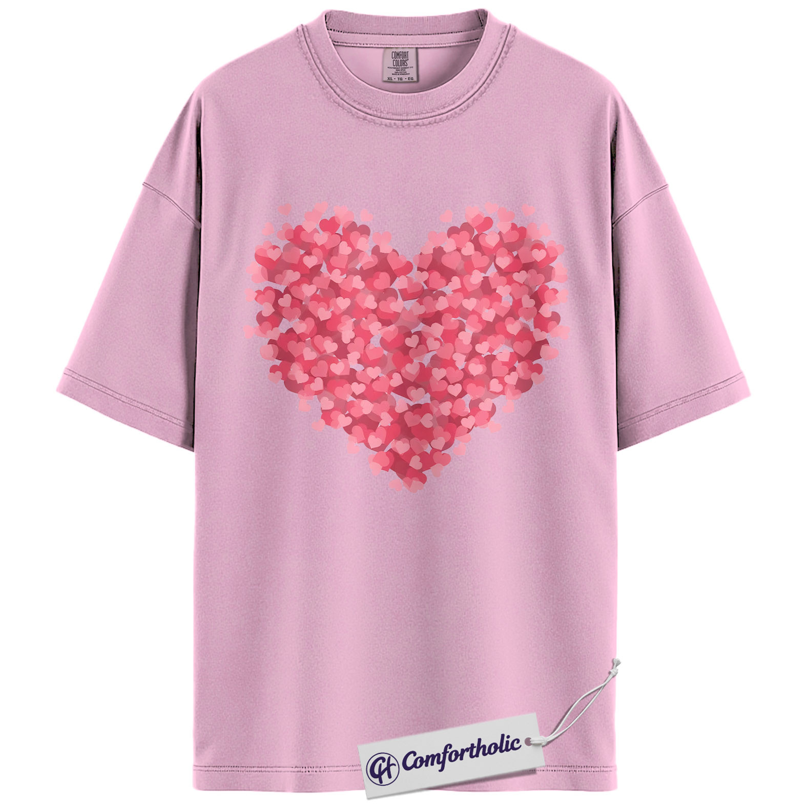 Valentine Heart Shirt, Pink Love Hearts Graphic Tee, Cute Valentine T-Shirt, Valentine Gift for Her, Comfort Colors Shirt