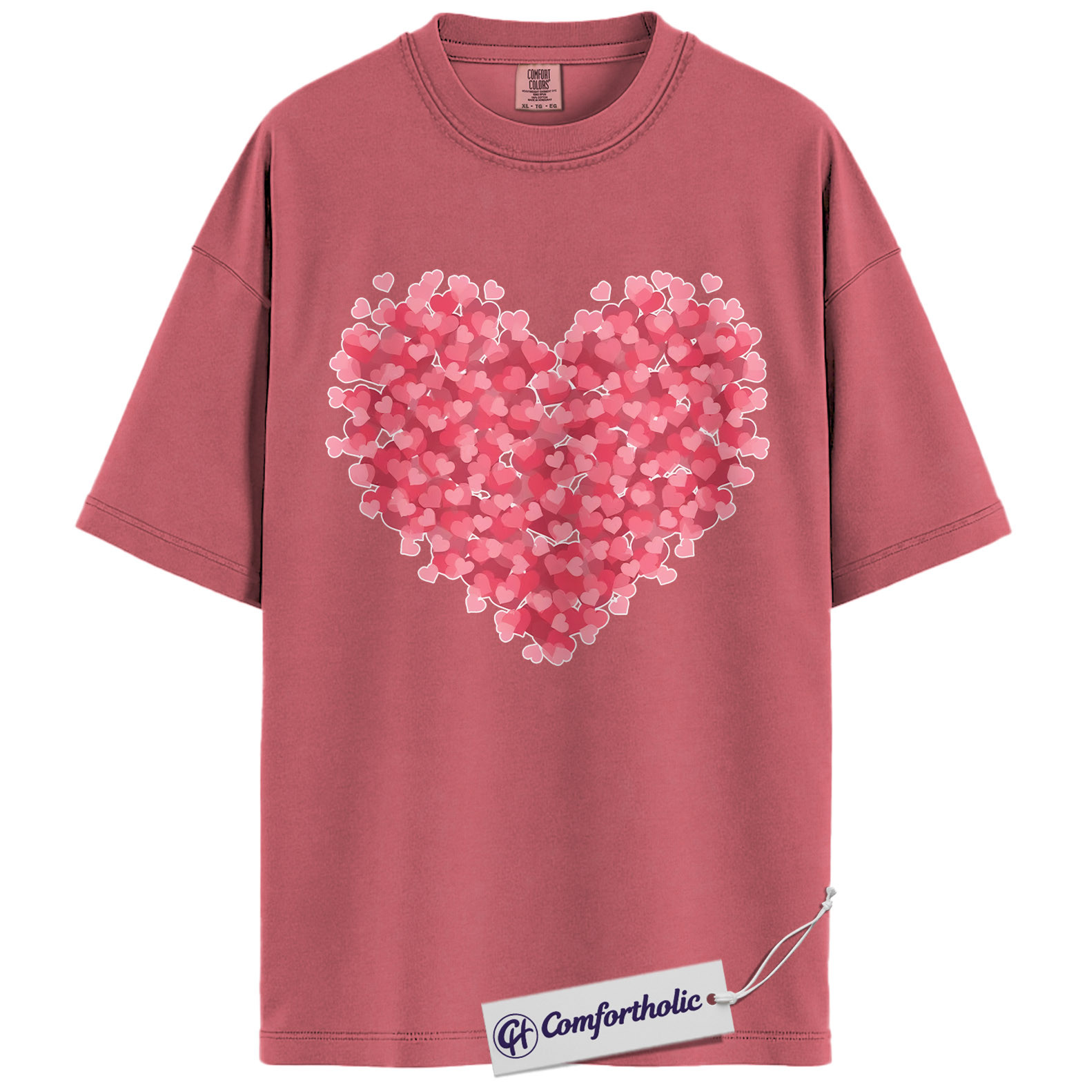 Valentine Heart Shirt, Pink Love Hearts Graphic Tee, Cute Valentine T-Shirt, Valentine Gift for Her, Comfort Colors Shirt - Image 9