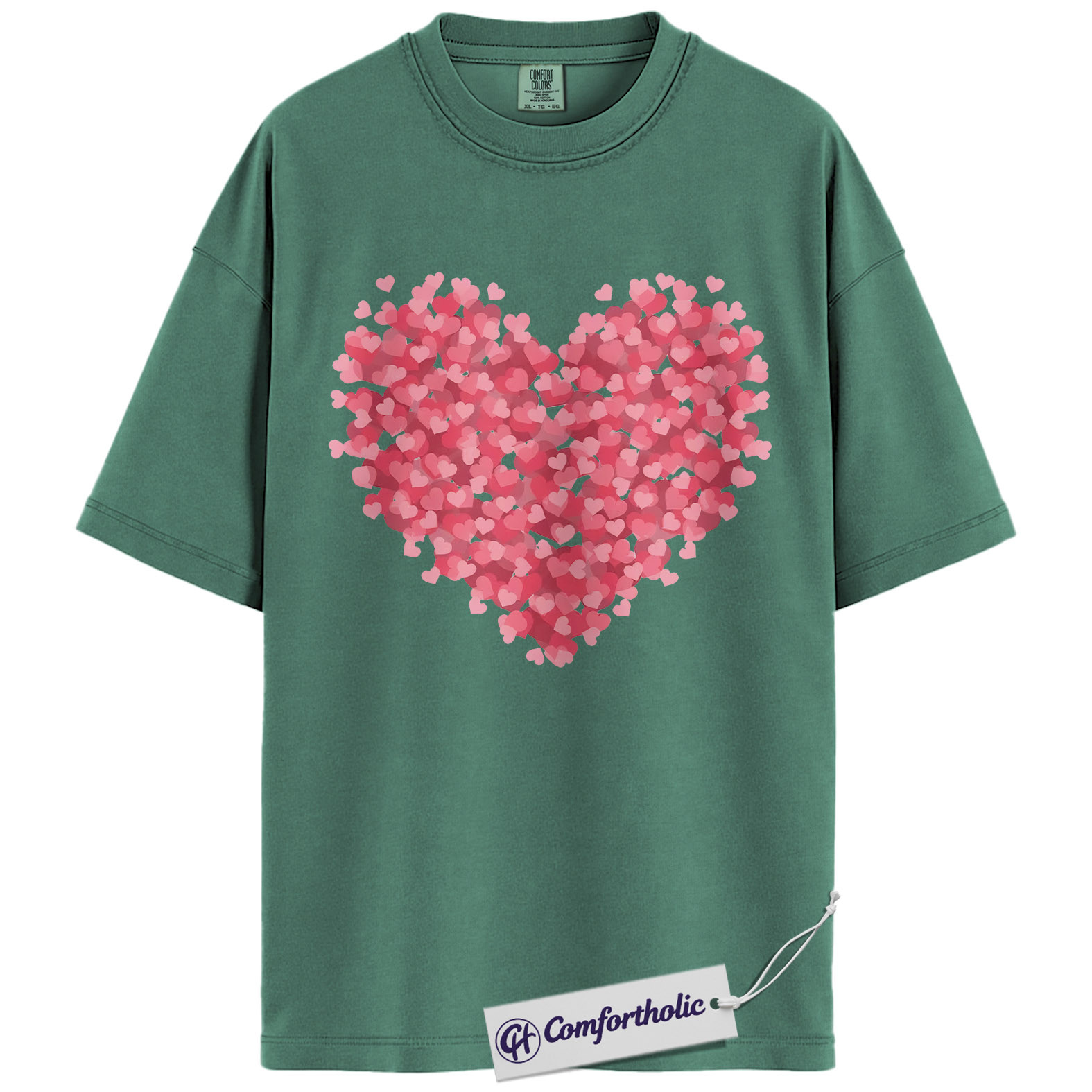 Valentine Heart Shirt, Pink Love Hearts Graphic Tee, Cute Valentine T-Shirt, Valentine Gift for Her, Comfort Colors Shirt - Image 10