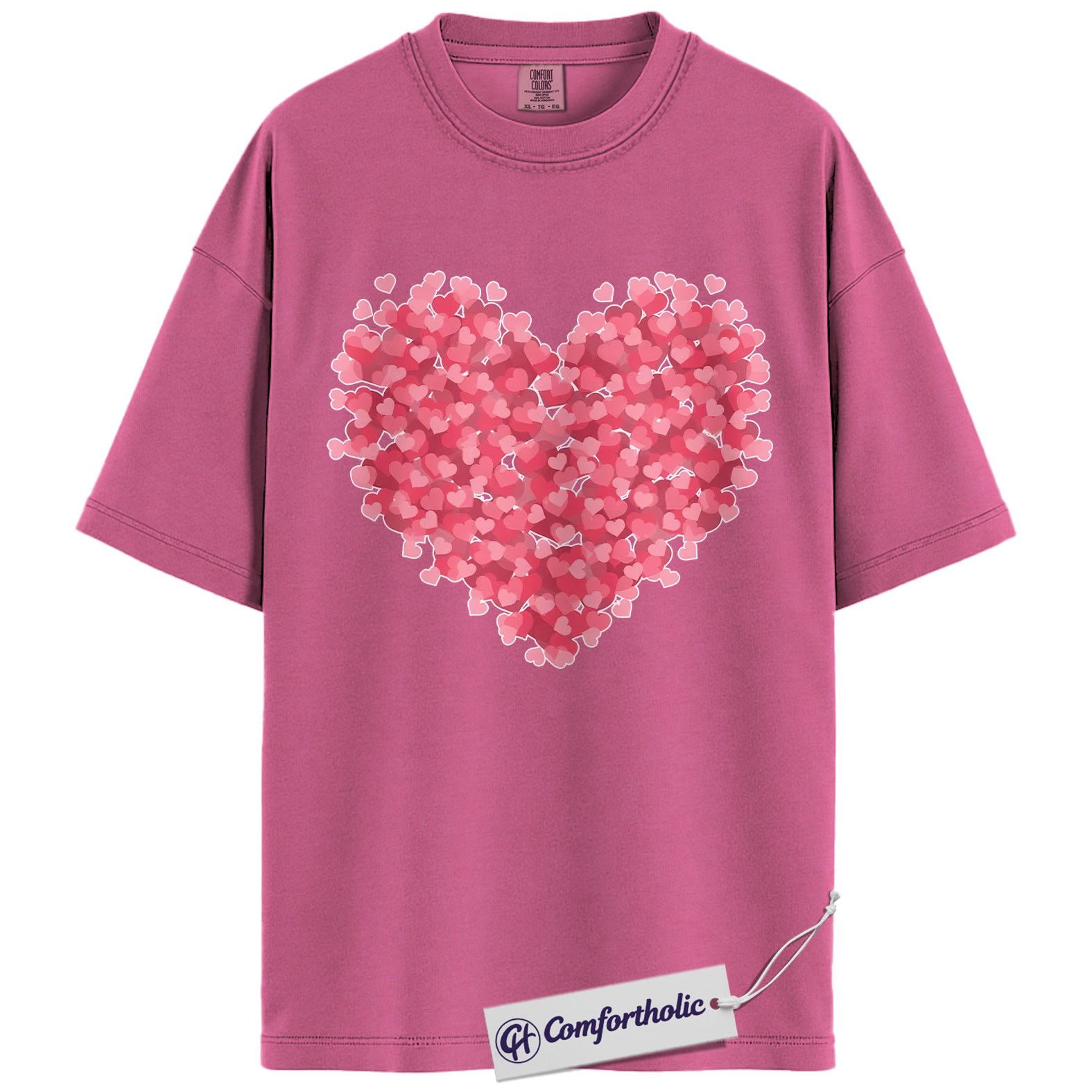 Valentine Heart Shirt, Pink Love Hearts Graphic Tee, Cute Valentine T-Shirt, Valentine Gift for Her, Comfort Colors Shirt - Image 16