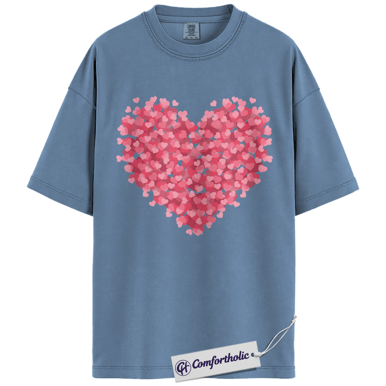 Valentine Heart Shirt, Pink Love Hearts Graphic Tee, Cute Valentine T-Shirt, Valentine Gift for Her, Comfort Colors Shirt - Image 17