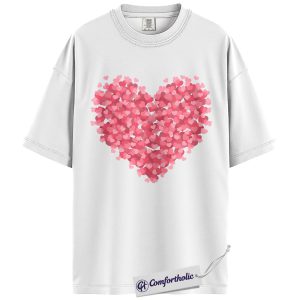 Alternative view of Valentine Heart Shirt, Pink Love Hearts Graphic Tee, Cute Valentine T-Shirt, Valentine Gift for Her, Comfort Colors Shirt