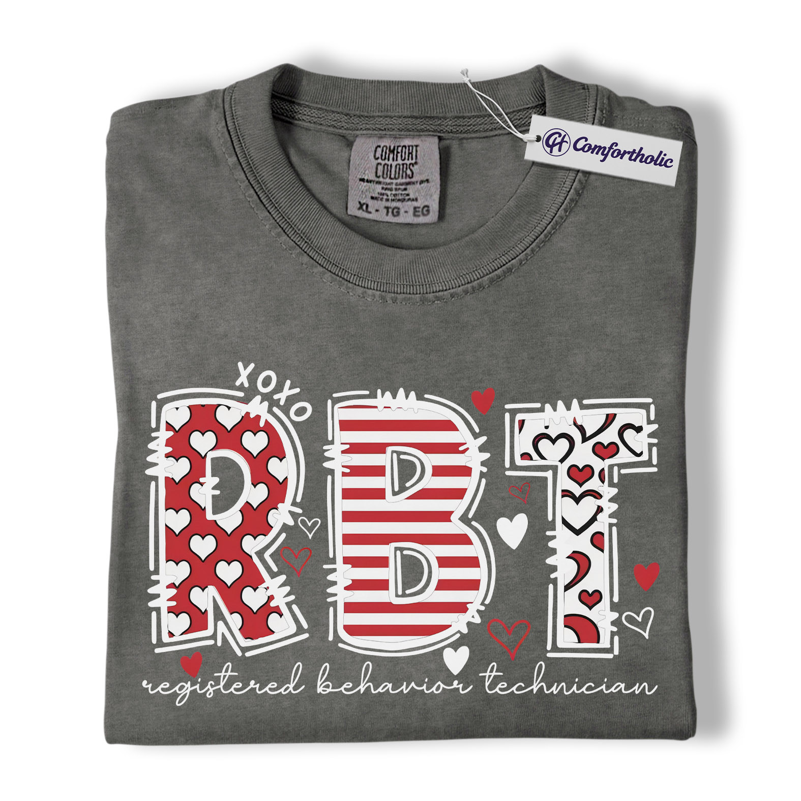 RBT Valentine Shirt, Heart Pattern Graphic Tee, Registered Behavior Technician T-Shirt, Gift for ABA Therapists & Behavior Techs, Comfort Colors Shirt - Image 4