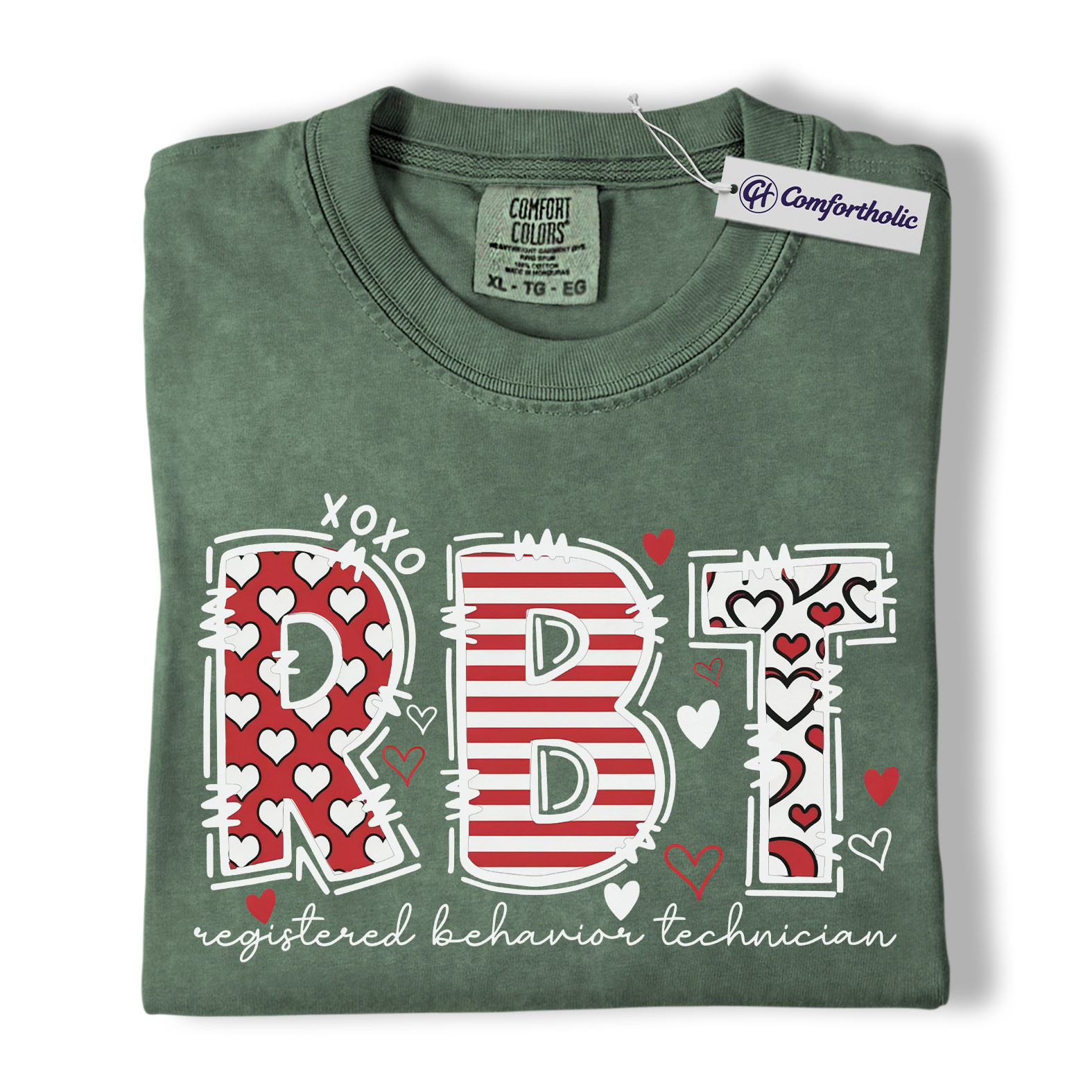 RBT Valentine Shirt, Heart Pattern Graphic Tee, Registered Behavior Technician T-Shirt, Gift for ABA Therapists & Behavior Techs, Comfort Colors Shirt - Image 6