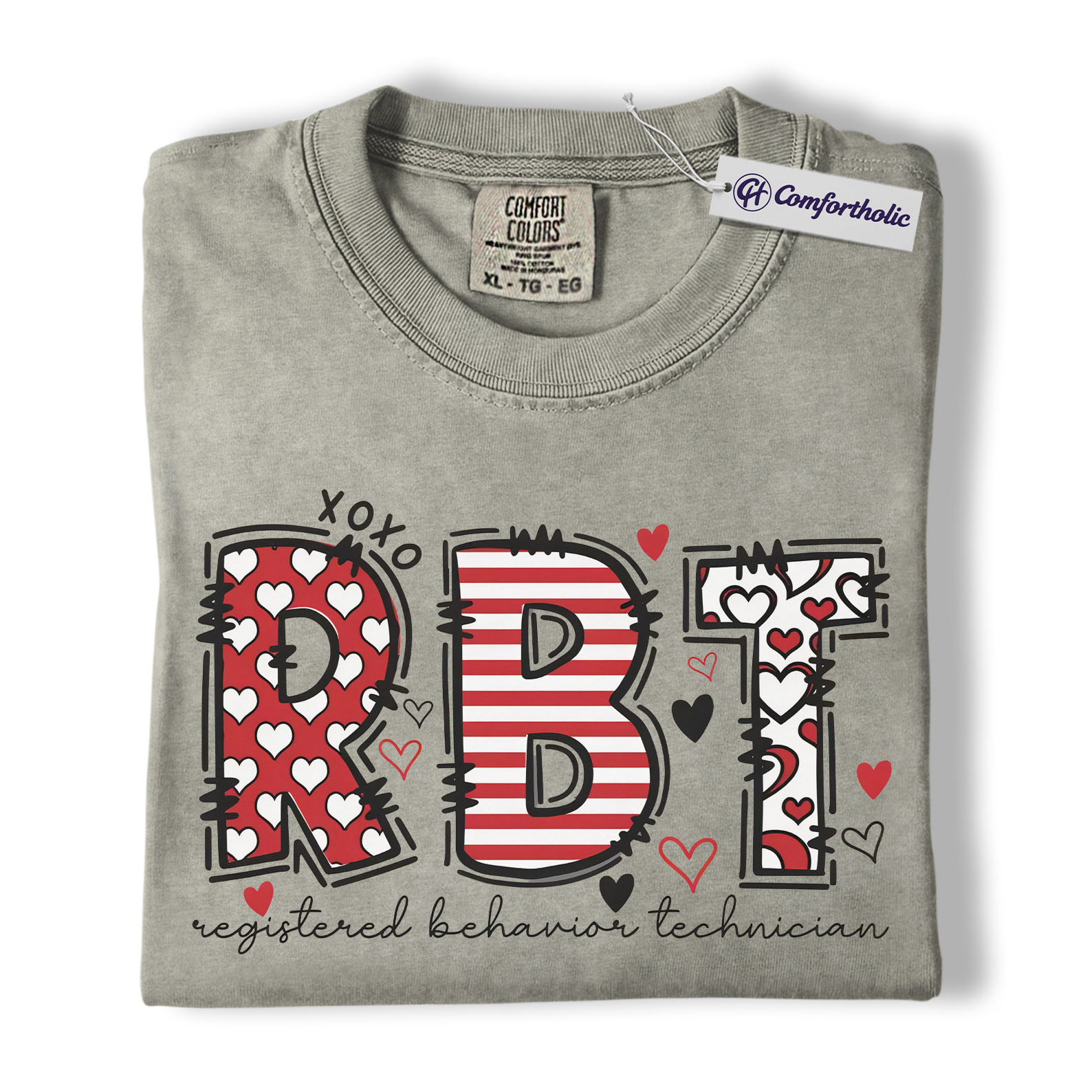 RBT Valentine Shirt, Heart Pattern Graphic Tee, Registered Behavior Technician T-Shirt, Gift for ABA Therapists & Behavior Techs, Comfort Colors Shirt - Image 7