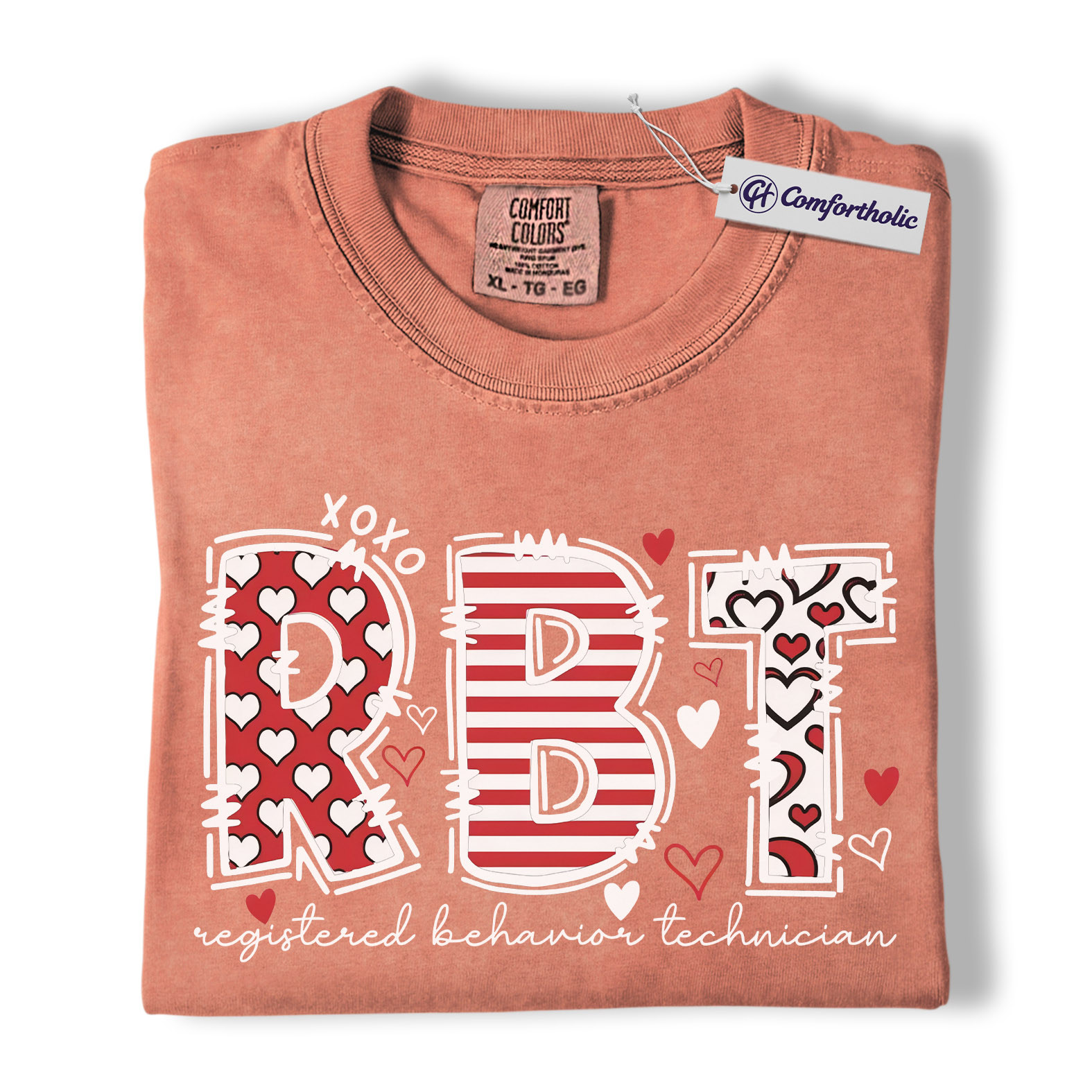 RBT Valentine Shirt, Heart Pattern Graphic Tee, Registered Behavior Technician T-Shirt, Gift for ABA Therapists & Behavior Techs, Comfort Colors Shirt - Image 8