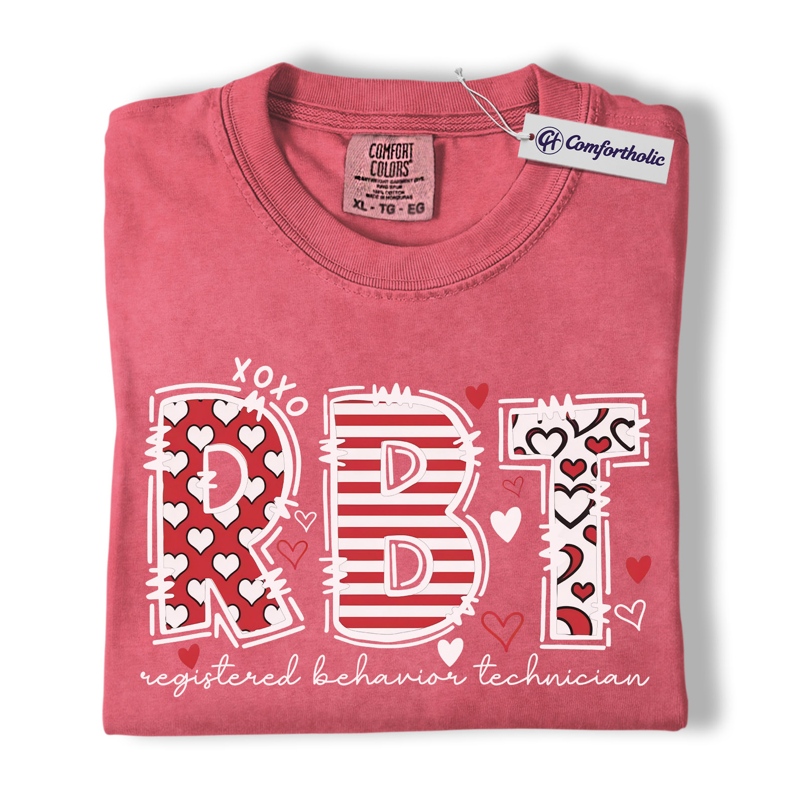RBT Valentine Shirt, Heart Pattern Graphic Tee, Registered Behavior Technician T-Shirt, Gift for ABA Therapists & Behavior Techs, Comfort Colors Shirt - Image 9