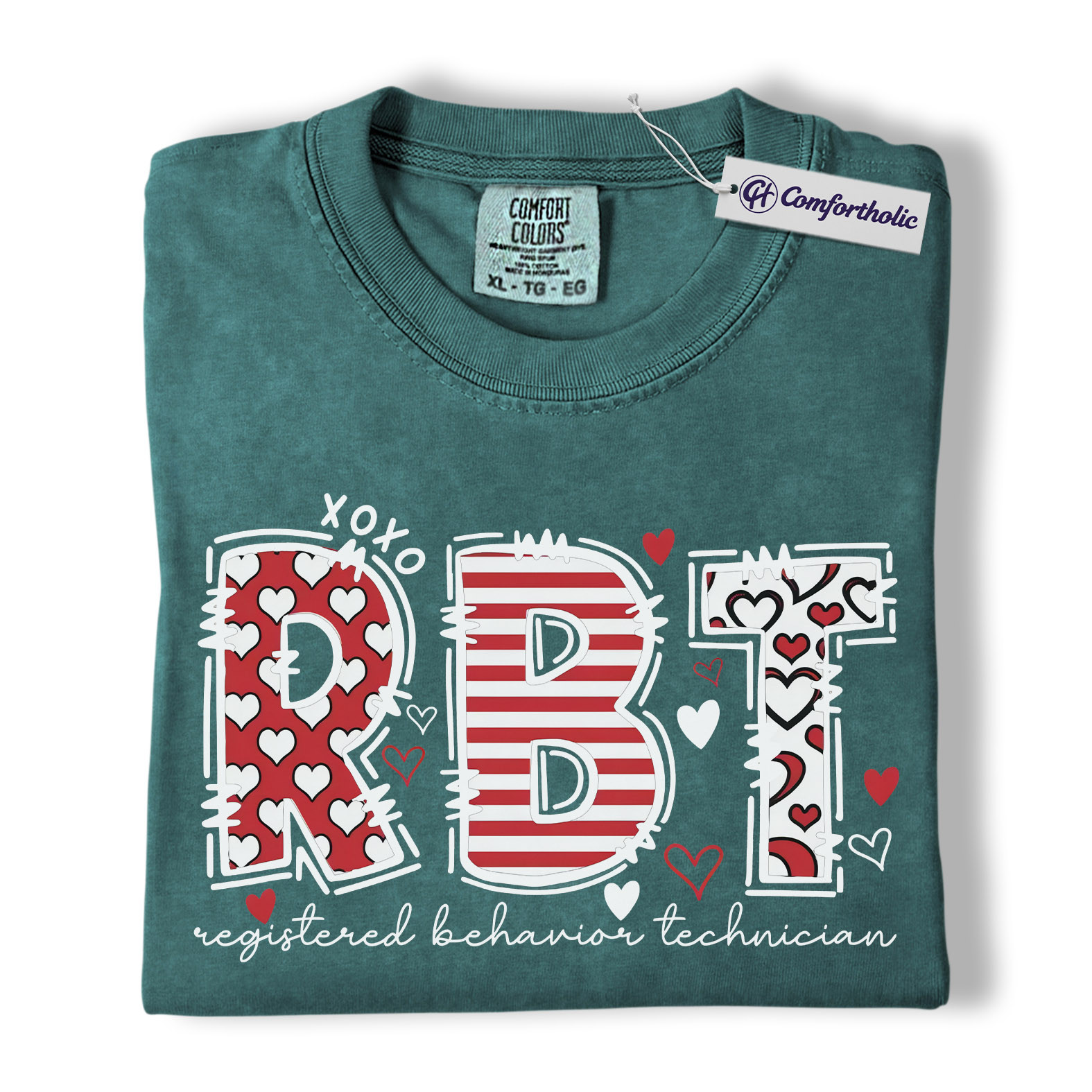 RBT Valentine Shirt, Heart Pattern Graphic Tee, Registered Behavior Technician T-Shirt, Gift for ABA Therapists & Behavior Techs, Comfort Colors Shirt - Image 11