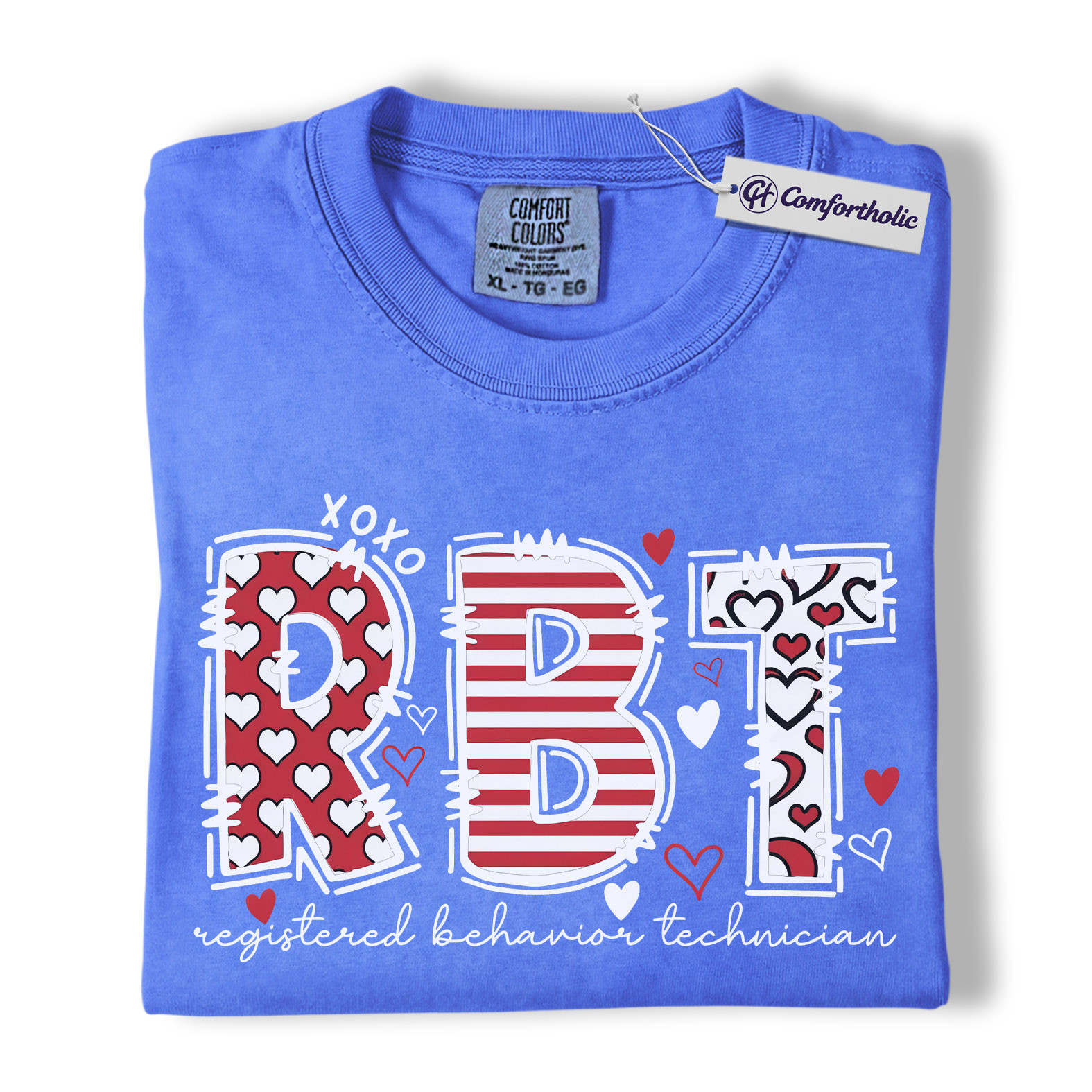 RBT Valentine Shirt, Heart Pattern Graphic Tee, Registered Behavior Technician T-Shirt, Gift for ABA Therapists & Behavior Techs, Comfort Colors Shirt - Image 12