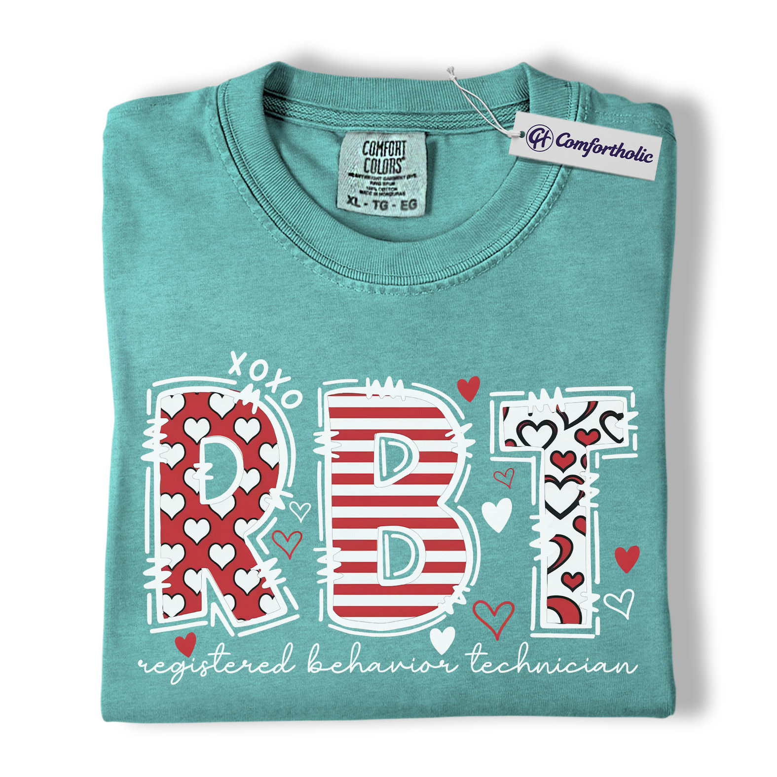 RBT Valentine Shirt, Heart Pattern Graphic Tee, Registered Behavior Technician T-Shirt, Gift for ABA Therapists & Behavior Techs, Comfort Colors Shirt - Image 13