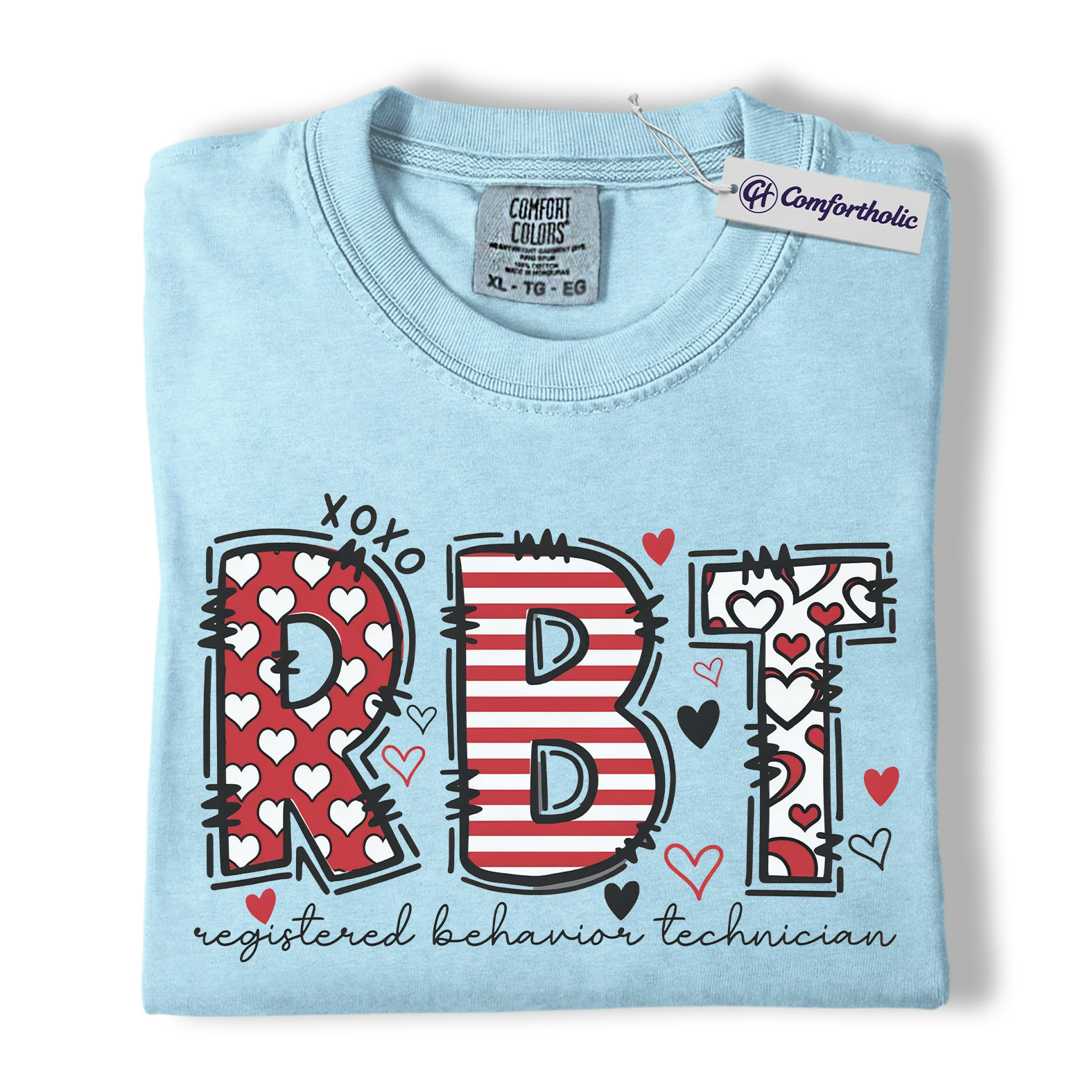 RBT Valentine Shirt, Heart Pattern Graphic Tee, Registered Behavior Technician T-Shirt, Gift for ABA Therapists & Behavior Techs, Comfort Colors Shirt - Image 14