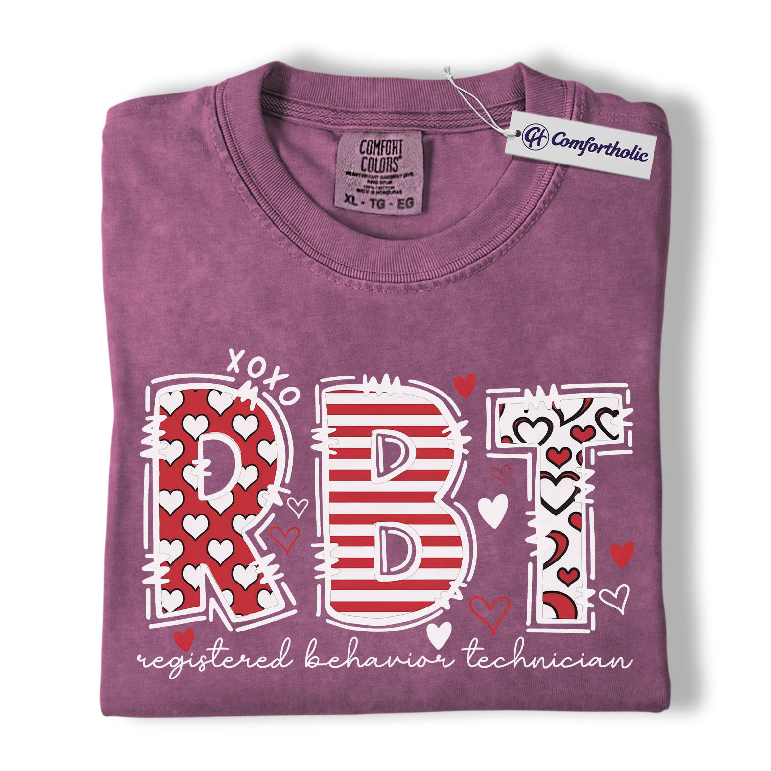 RBT Valentine Shirt, Heart Pattern Graphic Tee, Registered Behavior Technician T-Shirt, Gift for ABA Therapists & Behavior Techs, Comfort Colors Shirt - Image 15