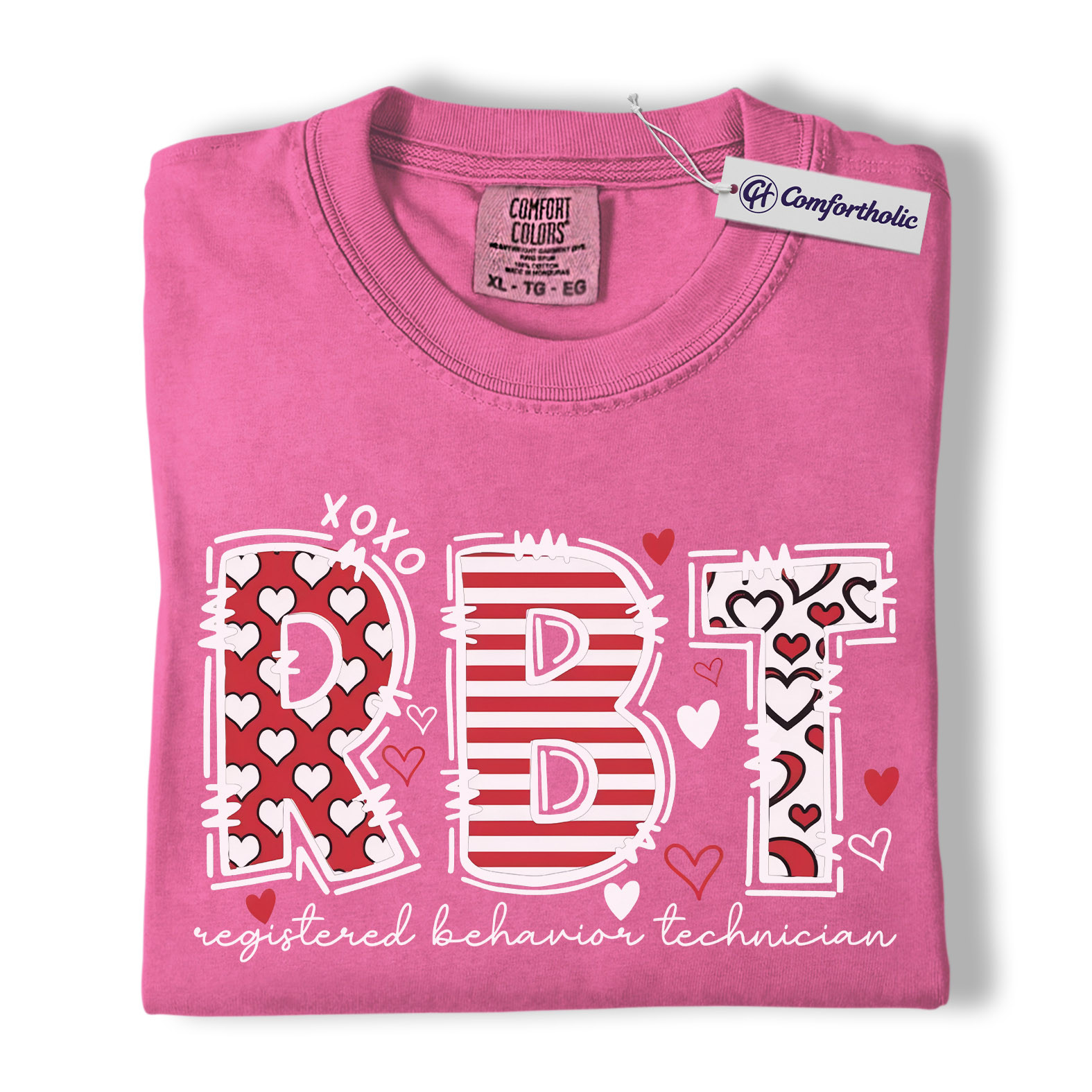 RBT Valentine Shirt, Heart Pattern Graphic Tee, Registered Behavior Technician T-Shirt, Gift for ABA Therapists & Behavior Techs, Comfort Colors Shirt - Image 16