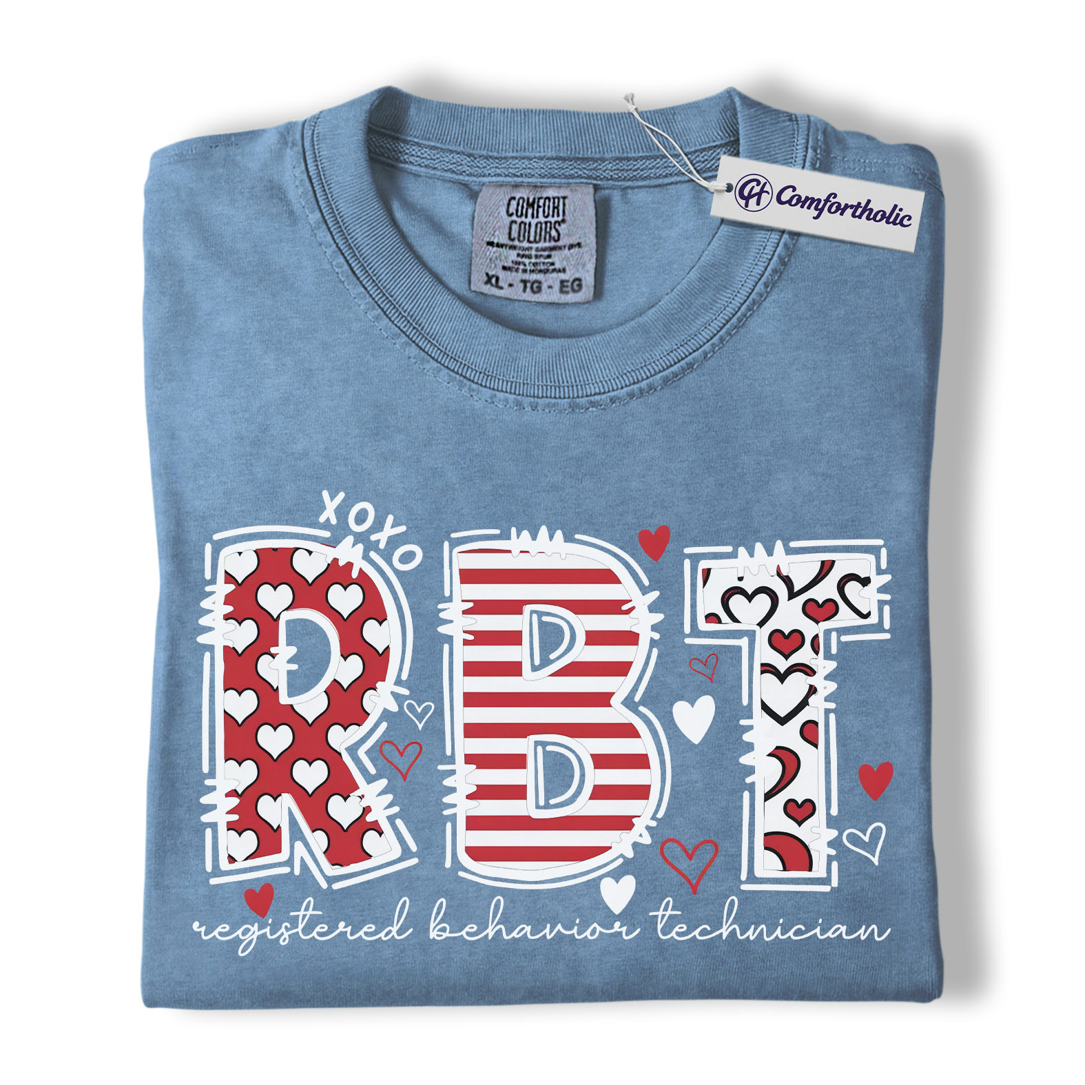 RBT Valentine Shirt, Heart Pattern Graphic Tee, Registered Behavior Technician T-Shirt, Gift for ABA Therapists & Behavior Techs, Comfort Colors Shirt - Image 17