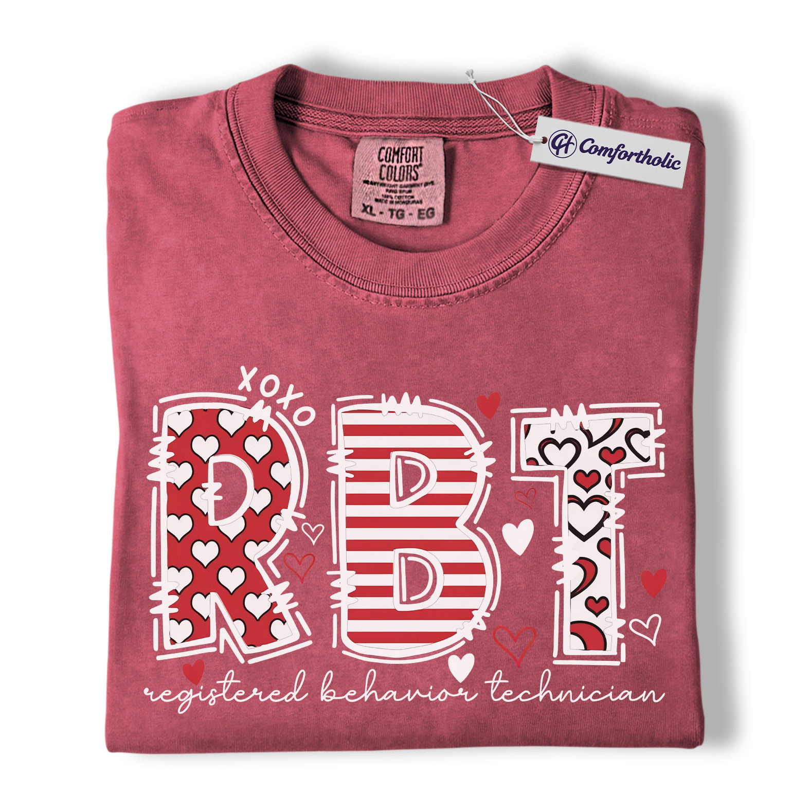RBT Valentine Shirt, Heart Pattern Graphic Tee, Registered Behavior Technician T-Shirt, Gift for ABA Therapists & Behavior Techs, Comfort Colors Shirt - Image 18
