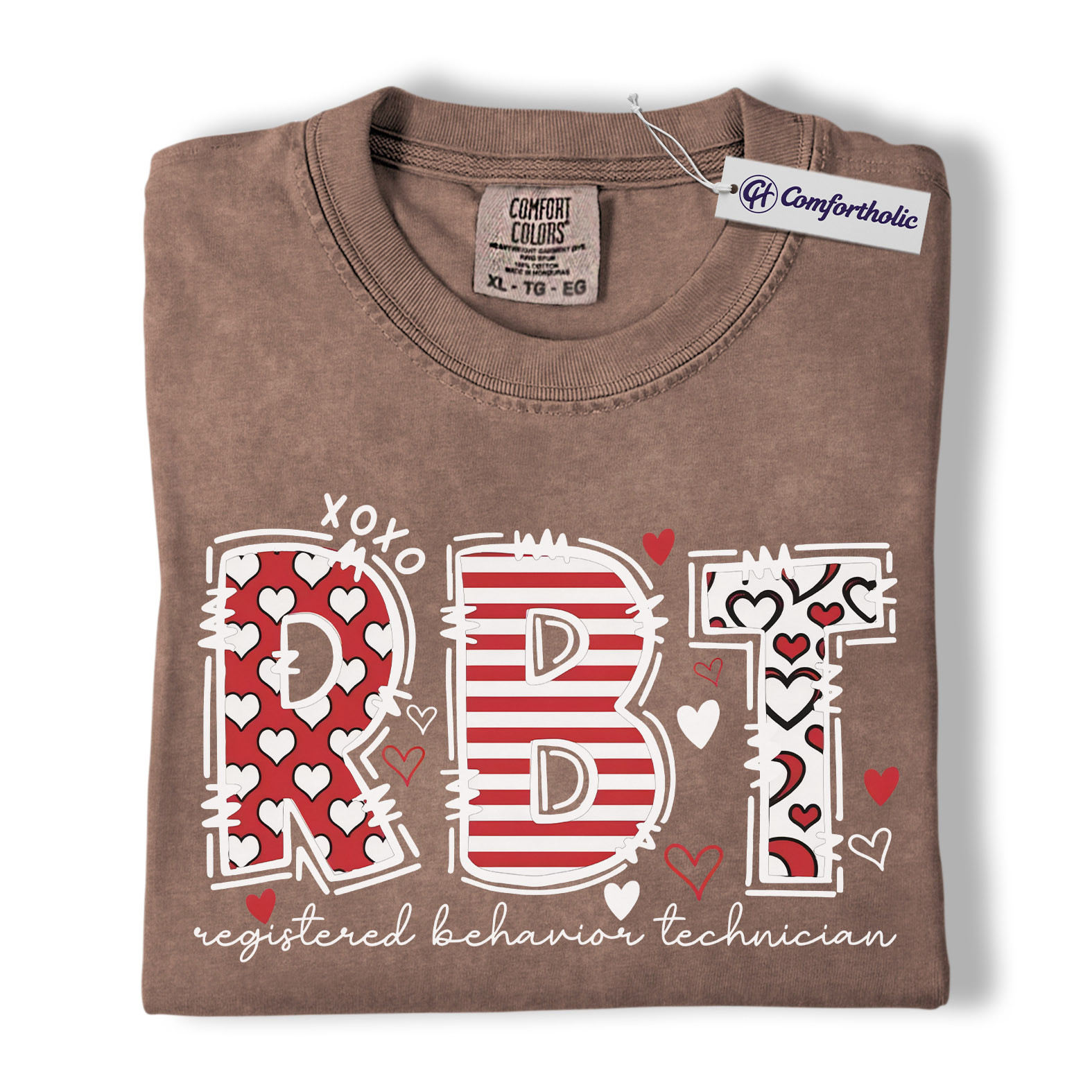 RBT Valentine Shirt, Heart Pattern Graphic Tee, Registered Behavior Technician T-Shirt, Gift for ABA Therapists & Behavior Techs, Comfort Colors Shirt - Image 19