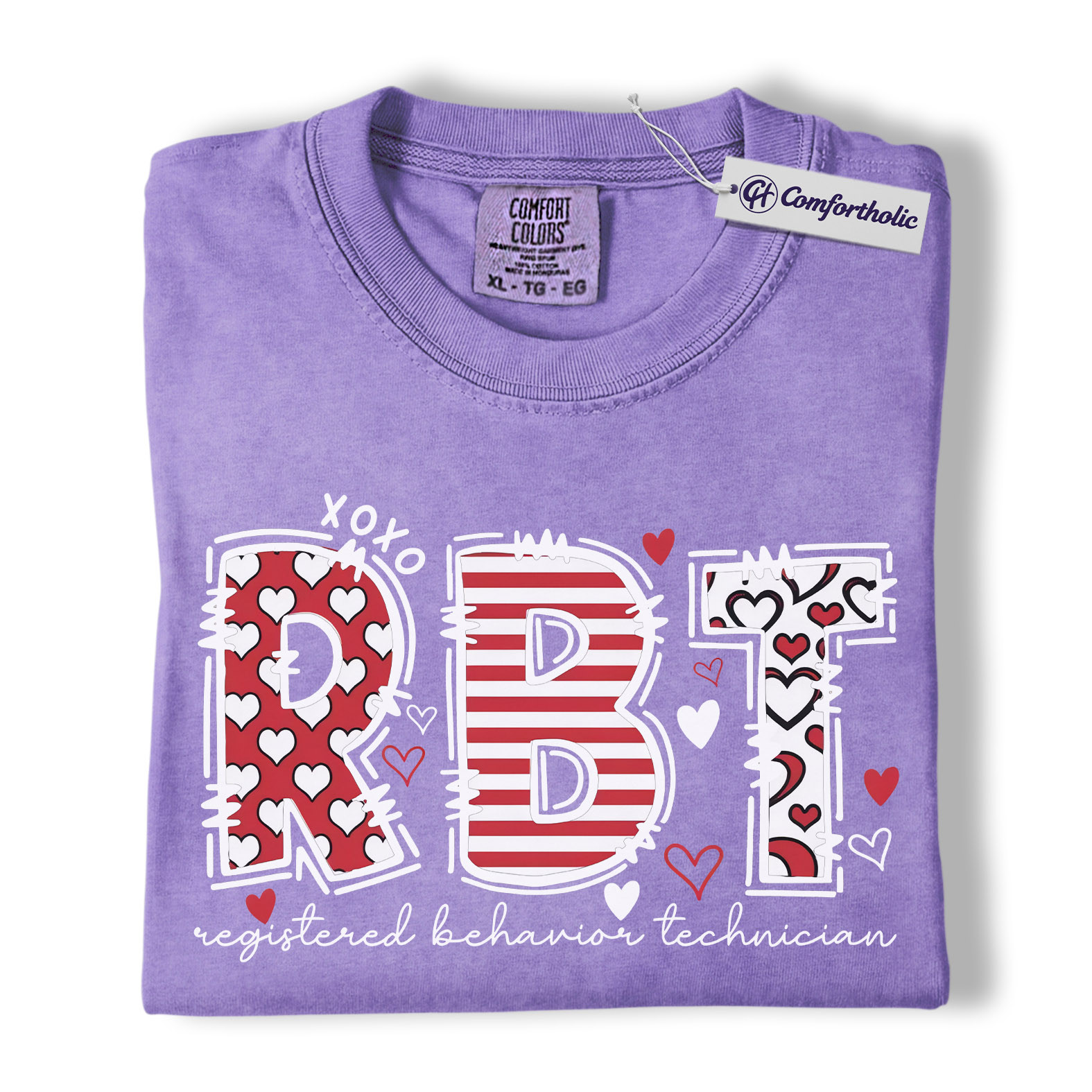 RBT Valentine Shirt, Heart Pattern Graphic Tee, Registered Behavior Technician T-Shirt, Gift for ABA Therapists & Behavior Techs, Comfort Colors Shirt - Image 20