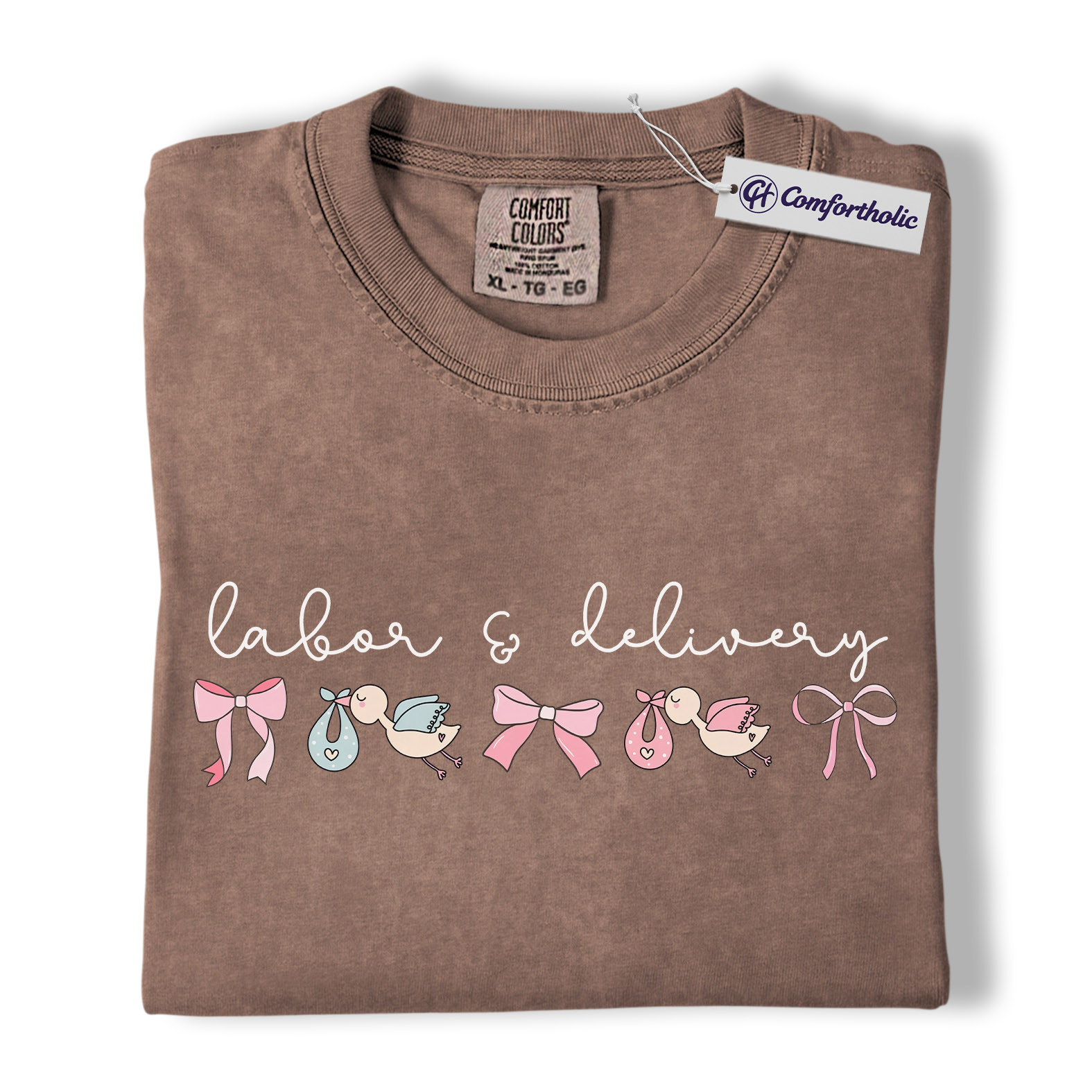 Labor & Delivery Nurse Shirt, Cute Stork Baby Bow Graphic Tee, L&D OB RN T-Shirt, Gift for Labor and Delivery Nurses, Comfort Colors Shirt - Image 19