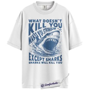 Alternative view of Funny Shark Shirt, Vintage Ocean Graphic Tee, Sea Animal T-Shirt, Summer Beach Gift for Shark Lover, Comfort Colors Shirt