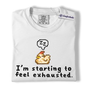 Alternative view of Funny Tired Chicken Shirt, Retro Pixel Art Graphic Tee, Exhausted Mood T-Shirt, Gift for Gamers & Chicken Lovers, Comfort Colors Shirt