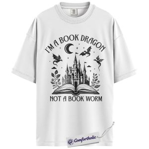 Alternative view of Book Dragon Shirt, Fantasy Bookish Graphic Tee, Romance Reader T-Shirt, Gift for Book Lovers & Booktok Fans, Comfort Colors Shirt