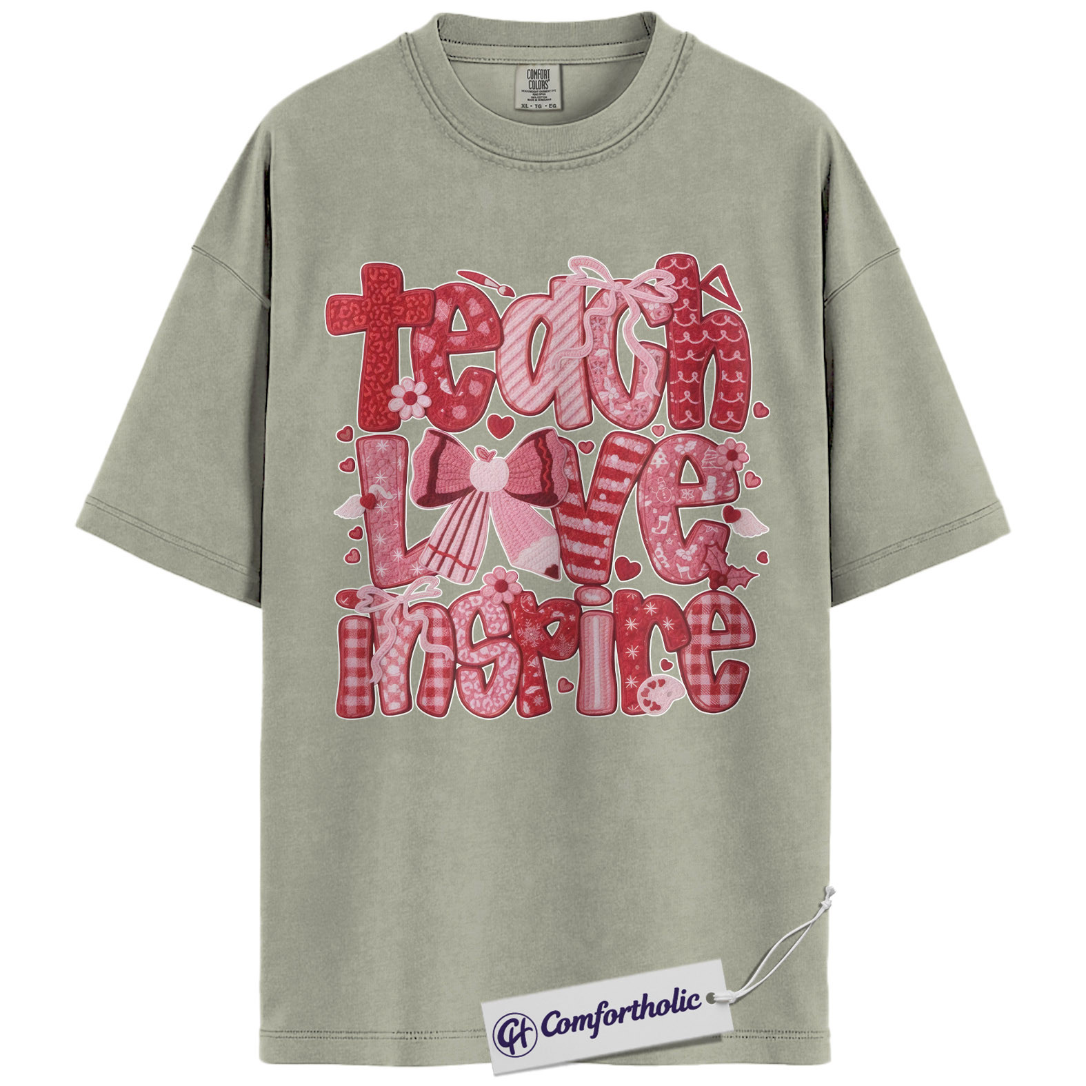 Teach Love Inspire Shirt, Cute Teacher Valentine Graphic Tee, Elementary Teacher T-Shirt, Valentine’s Day Gift for Teachers, Comfort Colors Shirt - Image 7