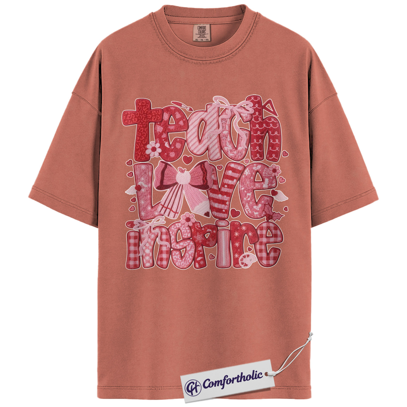 Teach Love Inspire Shirt, Cute Teacher Valentine Graphic Tee, Elementary Teacher T-Shirt, Valentine’s Day Gift for Teachers, Comfort Colors Shirt - Image 8