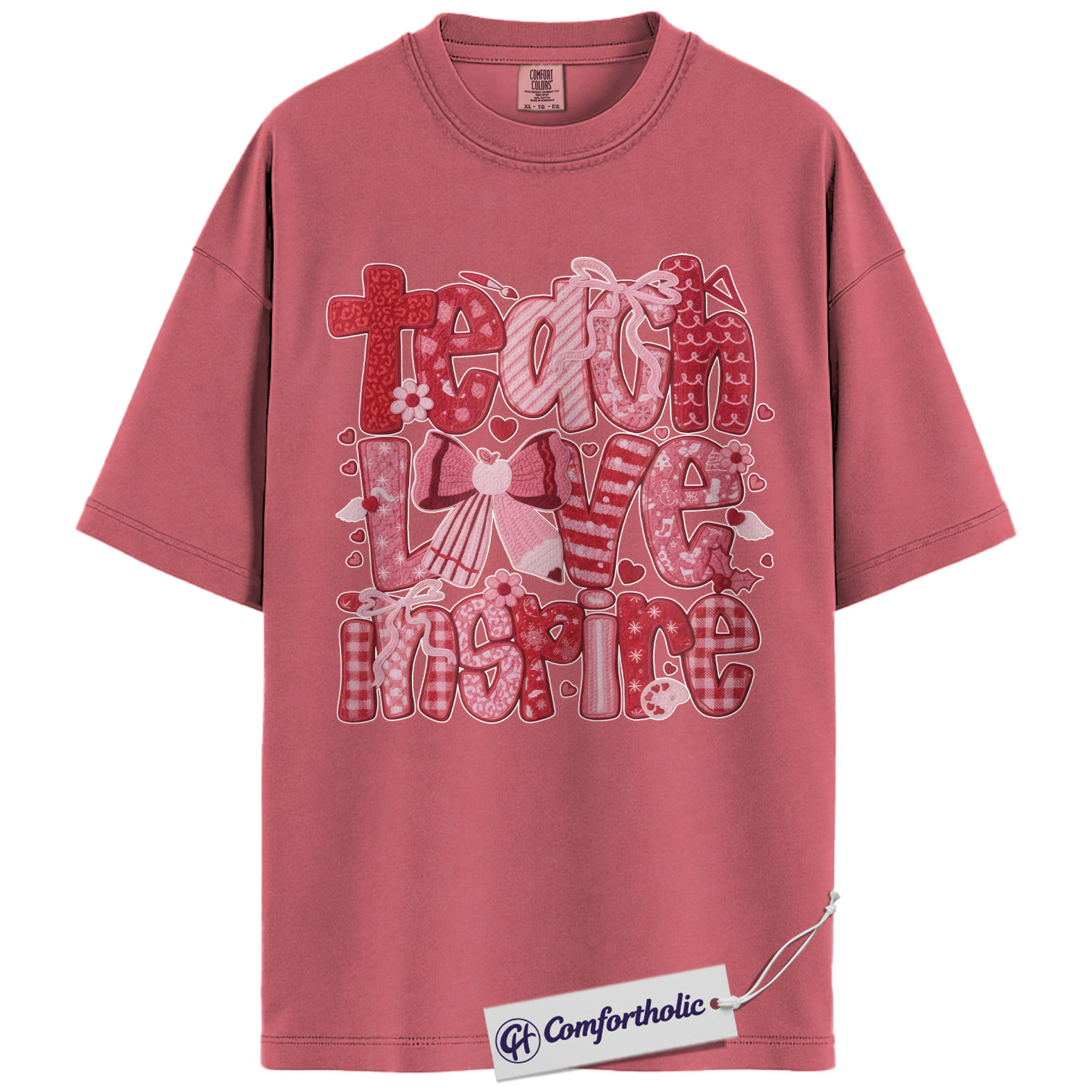 Teach Love Inspire Shirt, Cute Teacher Valentine Graphic Tee, Elementary Teacher T-Shirt, Valentine’s Day Gift for Teachers, Comfort Colors Shirt - Image 9