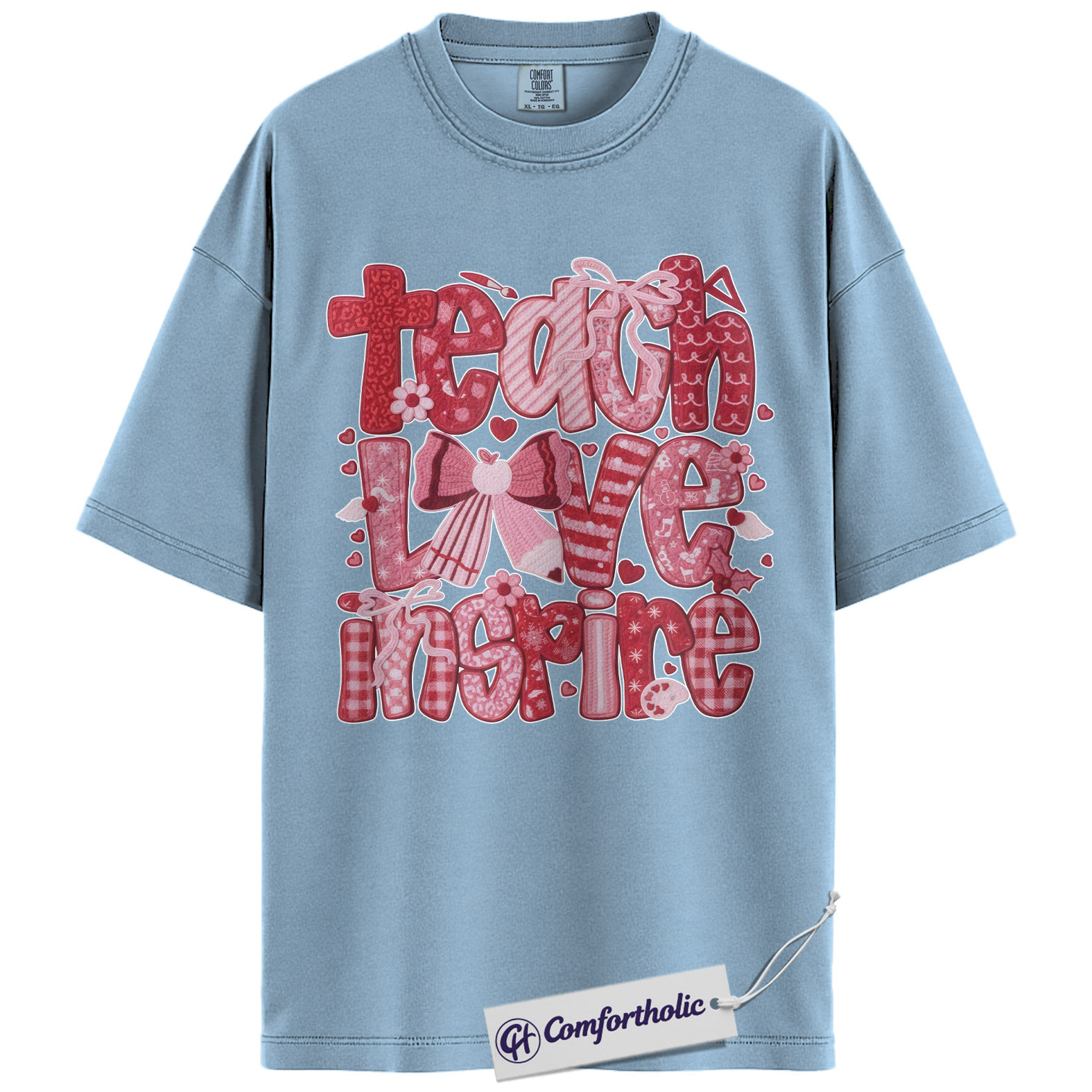Teach Love Inspire Shirt, Cute Teacher Valentine Graphic Tee, Elementary Teacher T-Shirt, Valentine’s Day Gift for Teachers, Comfort Colors Shirt - Image 14