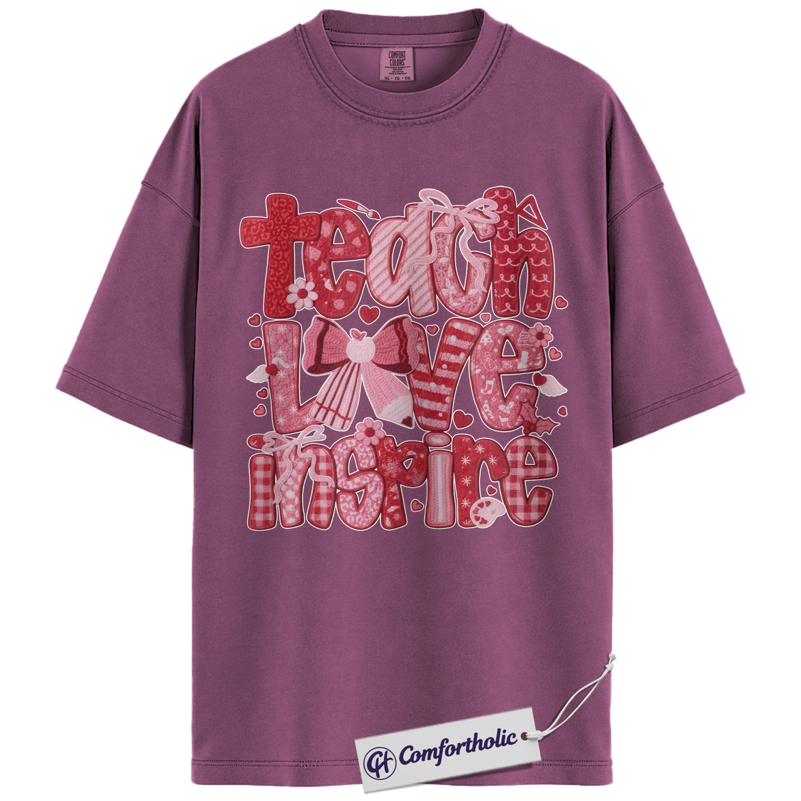 Teach Love Inspire Shirt, Cute Teacher Valentine Graphic Tee, Elementary Teacher T-Shirt, Valentine’s Day Gift for Teachers, Comfort Colors Shirt - Image 15