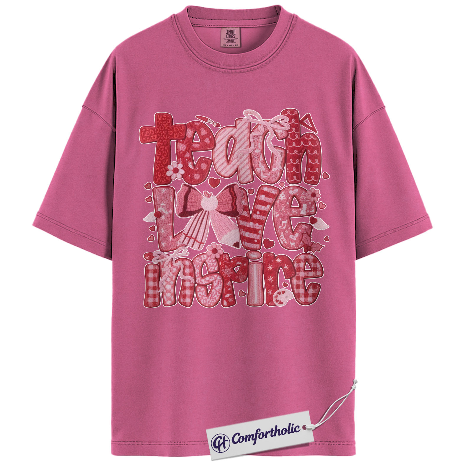 Teach Love Inspire Shirt, Cute Teacher Valentine Graphic Tee, Elementary Teacher T-Shirt, Valentine’s Day Gift for Teachers, Comfort Colors Shirt - Image 16