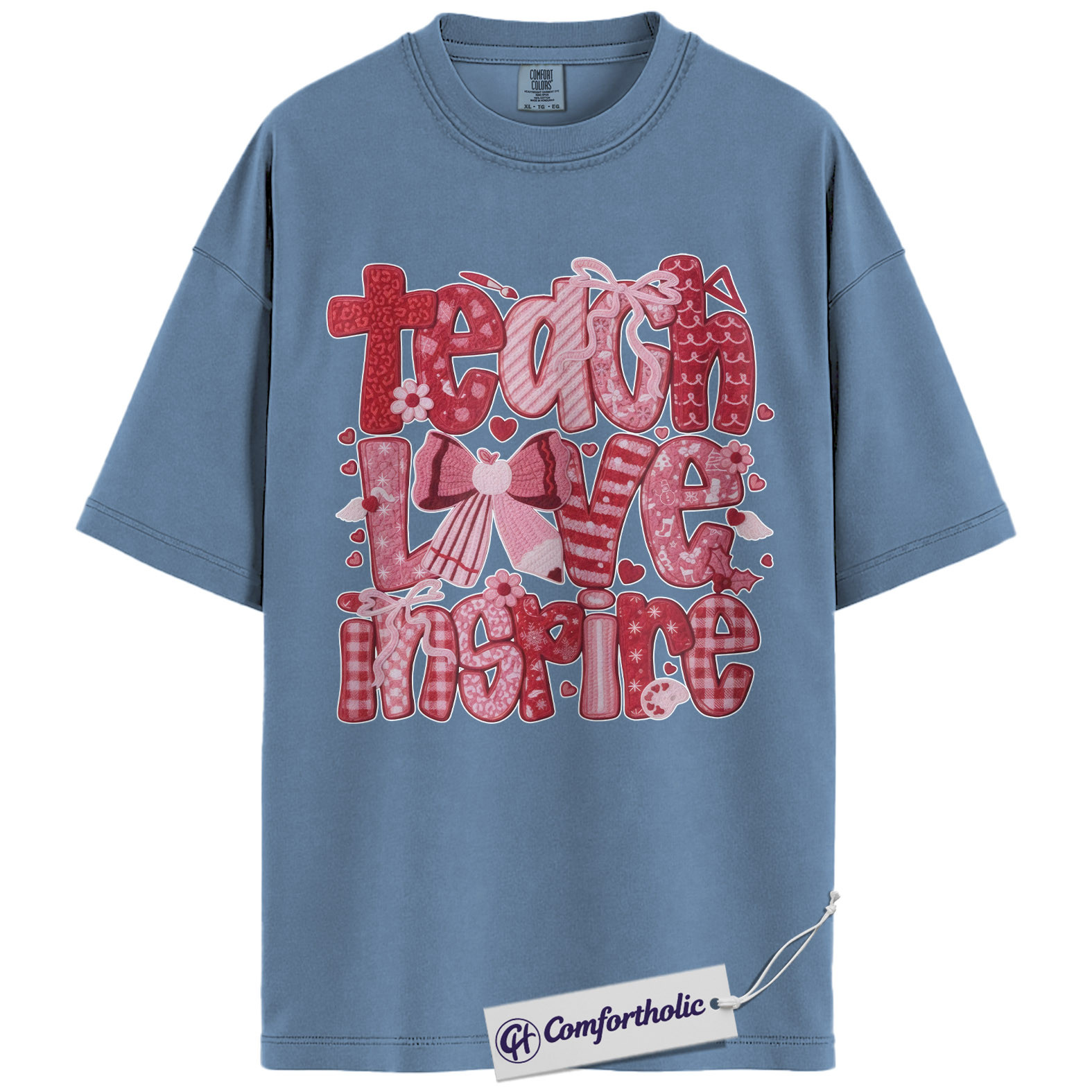 Teach Love Inspire Shirt, Cute Teacher Valentine Graphic Tee, Elementary Teacher T-Shirt, Valentine’s Day Gift for Teachers, Comfort Colors Shirt - Image 17