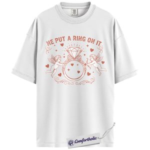 Alternative view of Valentine Engagement Ring Shirt, Vintage Cupid Diamond Graphic Tee, Bride to Be Future Mrs T-Shirt, Bachelorette Party Gift for Her, Comfort Colors Shirt