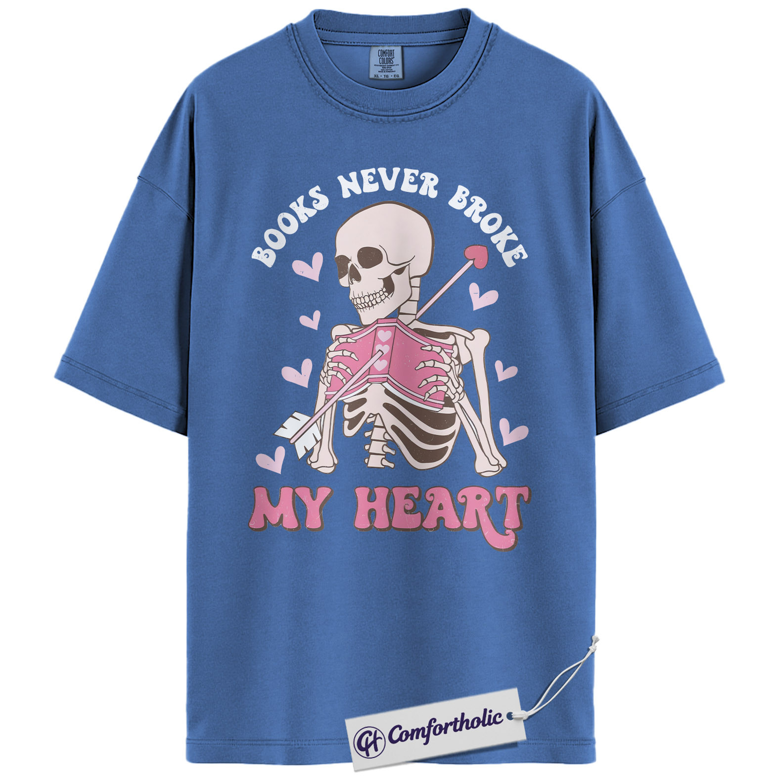 Books Never Broke My Heart Shirt, Cute Skeleton Valentine Graphic Tee, Booktok Reader T-Shirt, Funny Valentine Gift for Book Lovers, Comfort Colors Shirt - Image 12