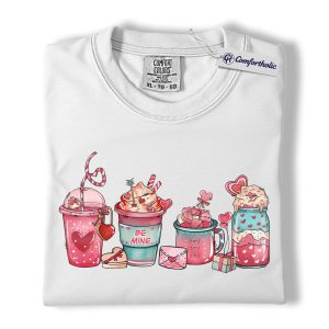 Alternative view of Valentine Coffee Shirt, Cute Be Mine Drinks Graphic Tee, Coffee Lover T-Shirt, Valentine’s Day Gift for Her, Comfort Colors Shirt