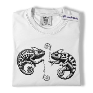 Alternative view of Chameleon Shirt, Vintage Reptile Line Art Graphic Tee, Chameleon Lover T-Shirt, Gift for Reptile Mom Dad & Herpetology Fans, Comfort Colors Shirt