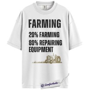 Alternative view of Funny Farming Shirt, Tractor Equipment Repair Graphic Tee, Farmer Mechanic T-Shirt, Father’s Day Gift for Farmers, Comfort Colors Shirt