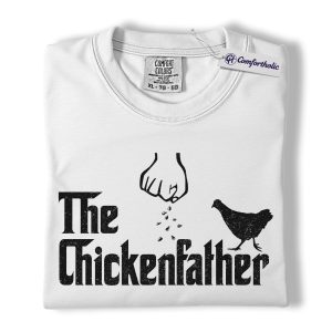 Alternative view of Funny Chickenfather Shirt, Farm Chicken Dad Graphic Tee, Chicken Lover T-Shirt, Father’s Day Gift for Farm Dads, Comfort Colors Shirt