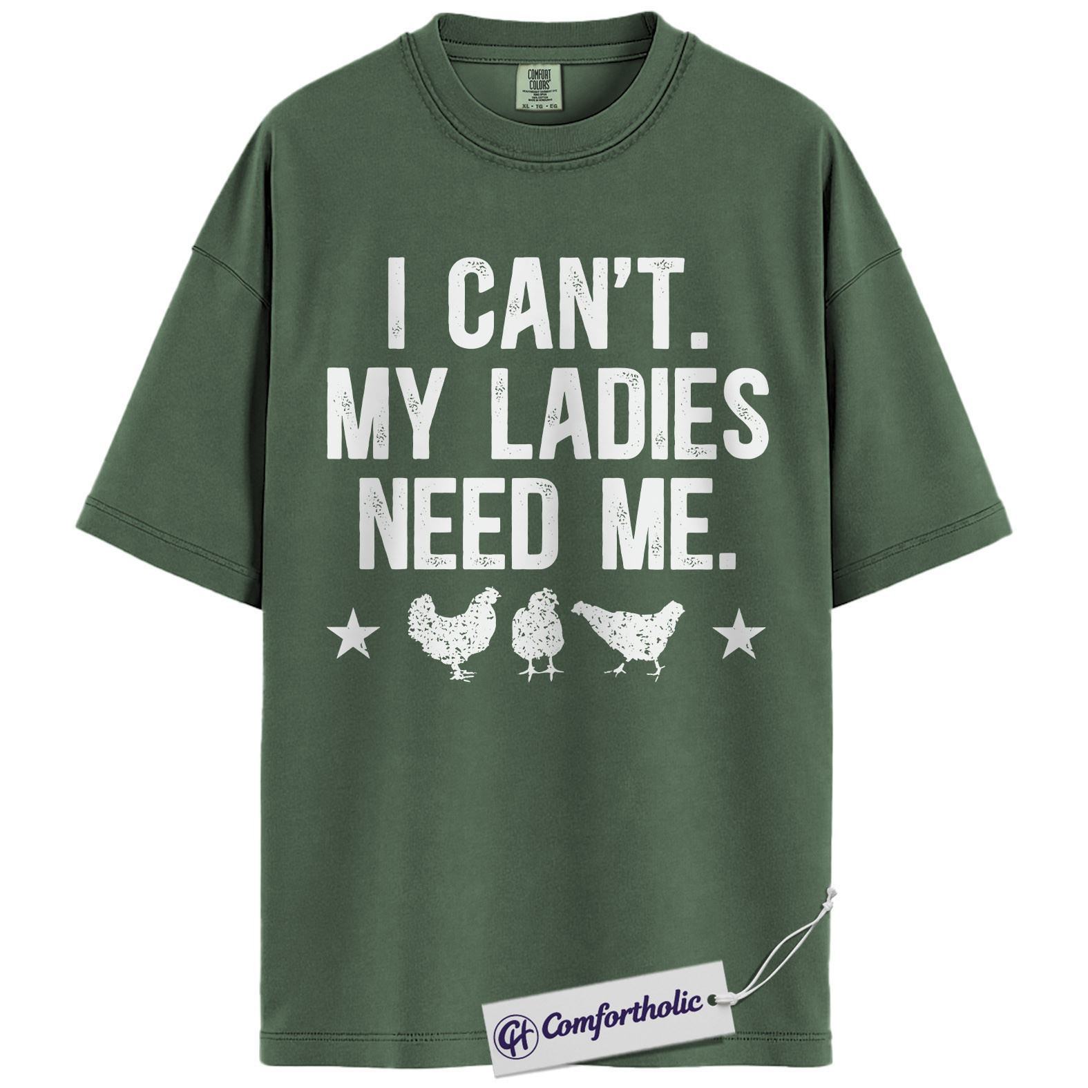 Funny Chicken Dad Shirt, I Can’t My Ladies Need Me Graphic Tee, Backyard Chicken Keeper T-Shirt, Father’s Day Gift for Farmers, Comfort Colors Shirt - Image 5