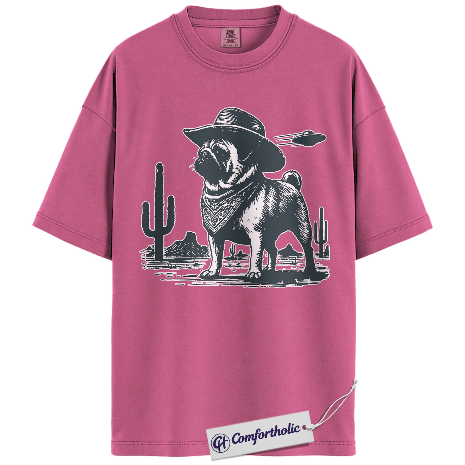 Pug Shirt, Cowboy Pug UFO Western Desert Graphic Tee, Dog Mom & Dad T-Shirt, Funny Gift for Pug Lovers, Comfort Colors Shirt - Image 16