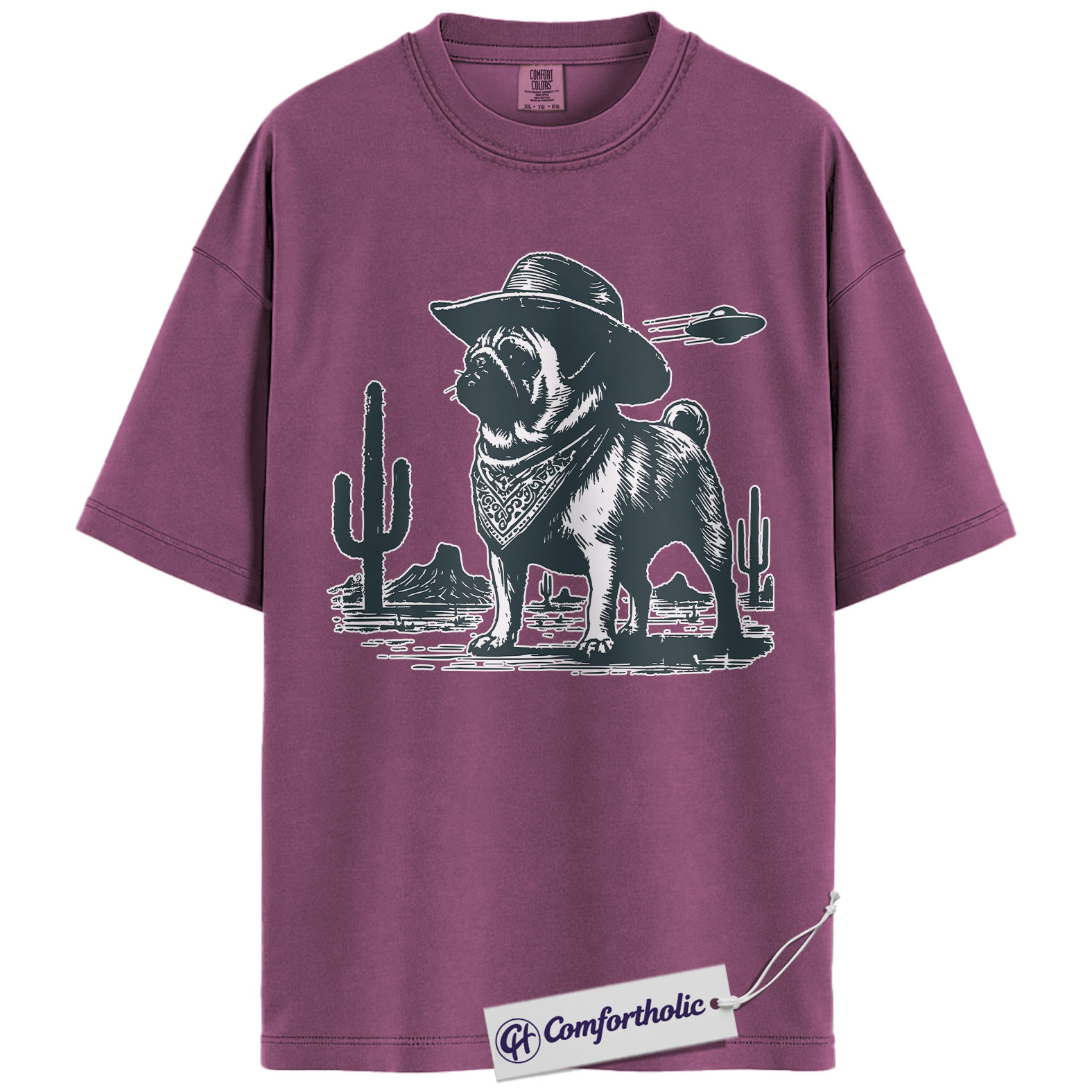 Pug Shirt, Cowboy Pug UFO Western Desert Graphic Tee, Dog Mom & Dad T-Shirt, Funny Gift for Pug Lovers, Comfort Colors Shirt - Image 15