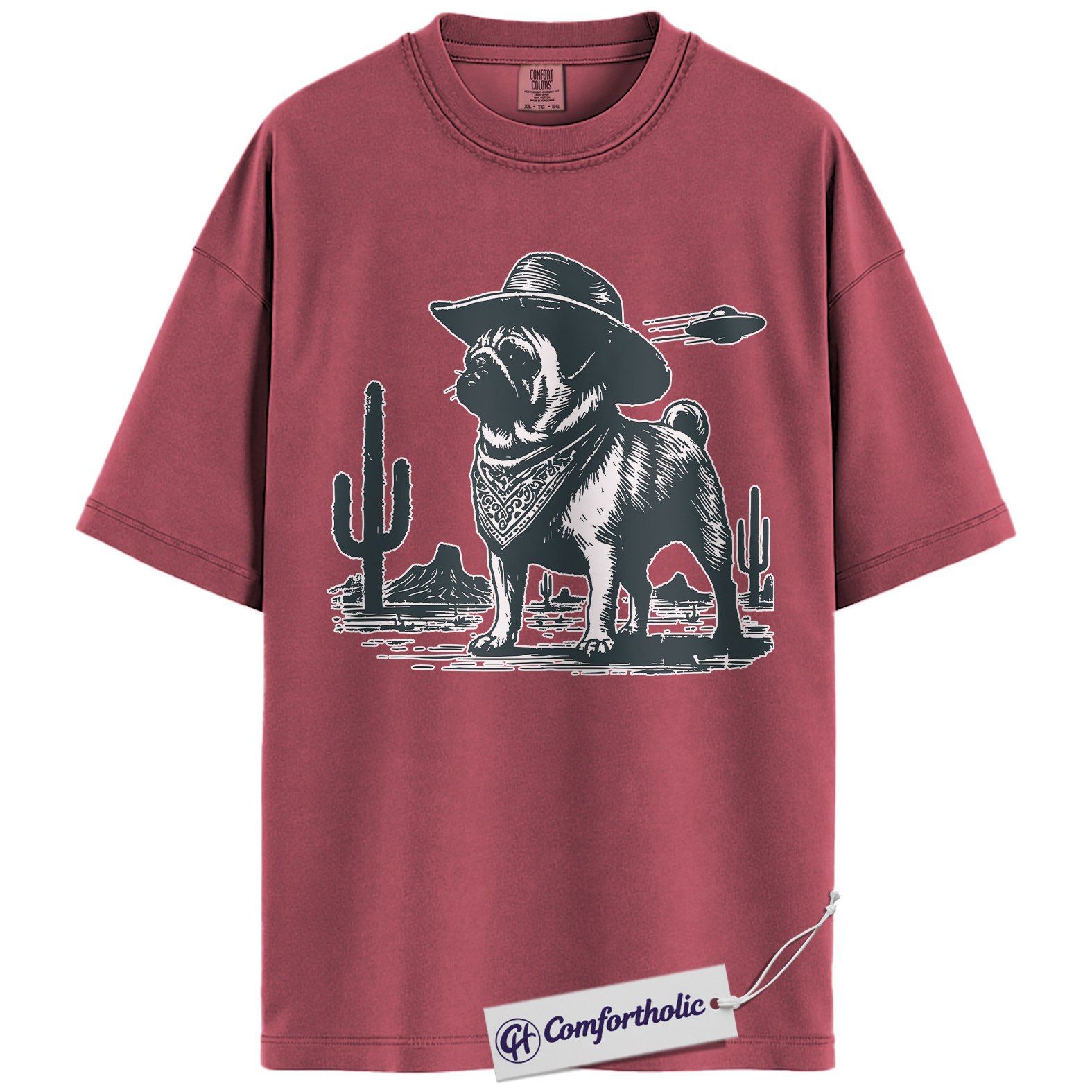Pug Shirt, Cowboy Pug UFO Western Desert Graphic Tee, Dog Mom & Dad T-Shirt, Funny Gift for Pug Lovers, Comfort Colors Shirt - Image 18