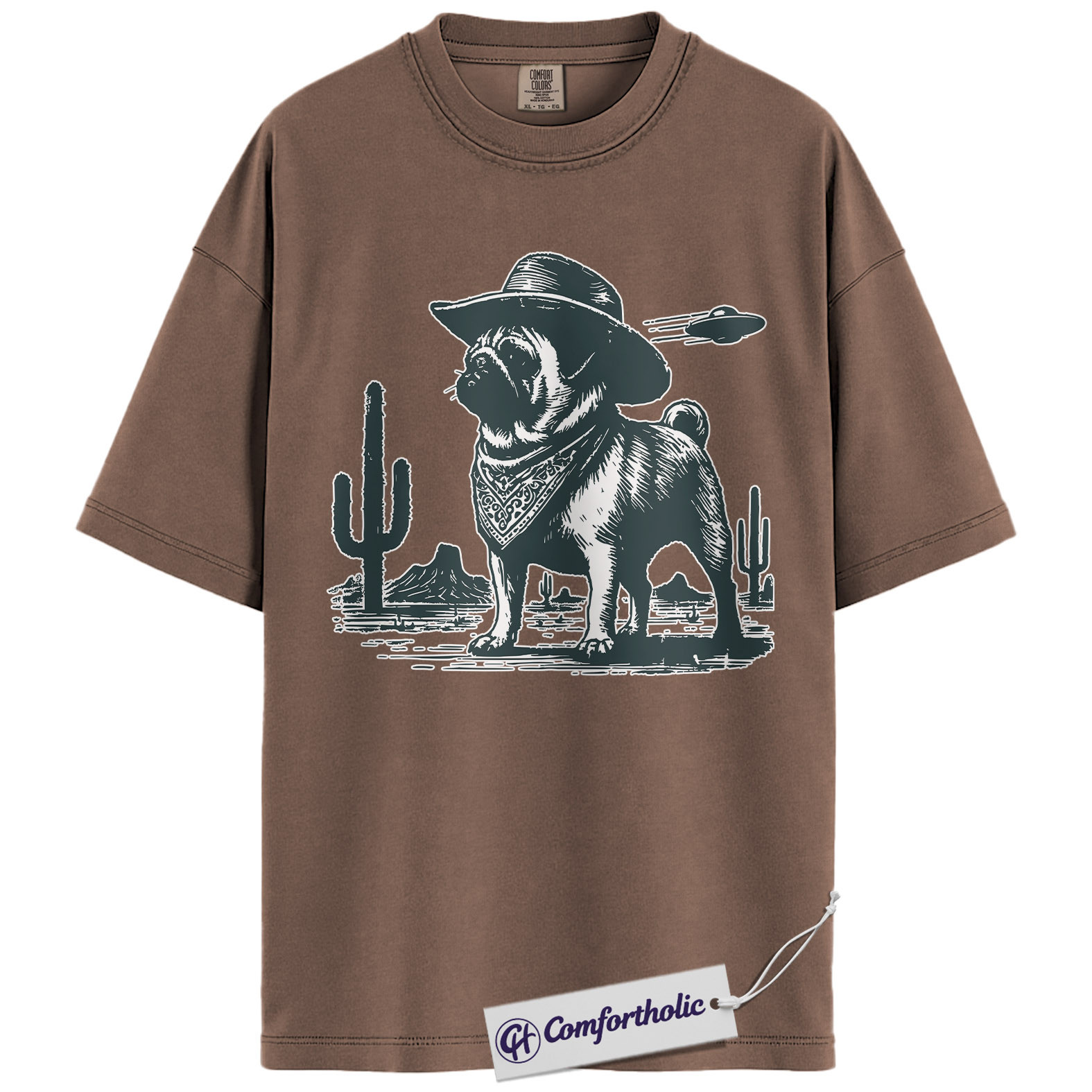 Pug Shirt, Cowboy Pug UFO Western Desert Graphic Tee, Dog Mom & Dad T-Shirt, Funny Gift for Pug Lovers, Comfort Colors Shirt - Image 19