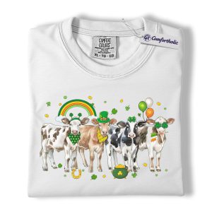 Alternative view of St Patrick’s Day Cow Shirt, Shamrock Cow Parade Graphic Tee, Funny Farm Animal T-Shirt for Country Girls, St Paddy’s Day Gift for Cow Lovers, Comfort Colors Shirt