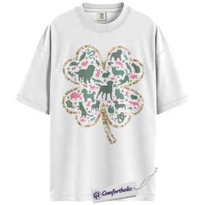 Alternative view of St Patrick's Day Vet Tech Shirt, Shamrock Animal Silhouette Veterinary Graphic Tee, Lucky Clover T-Shirt for Vet Techs, Irish Green Outfit Gift, Comfort Colors Shirt