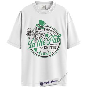 Alternative view of St Patrick's Day Pub Crawl Shirt, Everybody In The Pub Gettin Tipsy Skeleton Beer Graphic Tee, Funny Drinking T-Shirt for Beer Lovers, Irish Party Gift, Comfort Colors Shirt