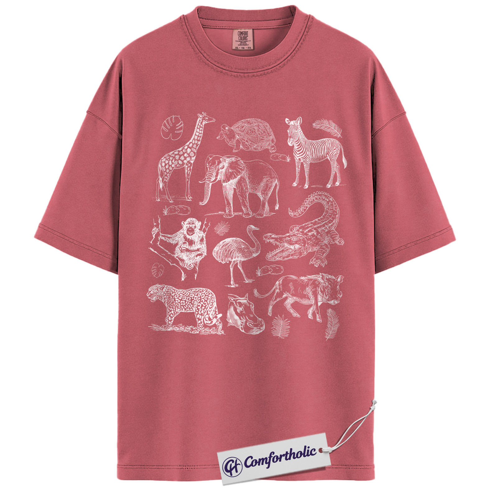 Safari Animals Shirt, Giraffe Elephant Wildlife Sketch Graphic Tee, African Safari Animal T-Shirt for Zoo Lovers, Safari Lover Gift, Comfort Colors Shirt - Image 9